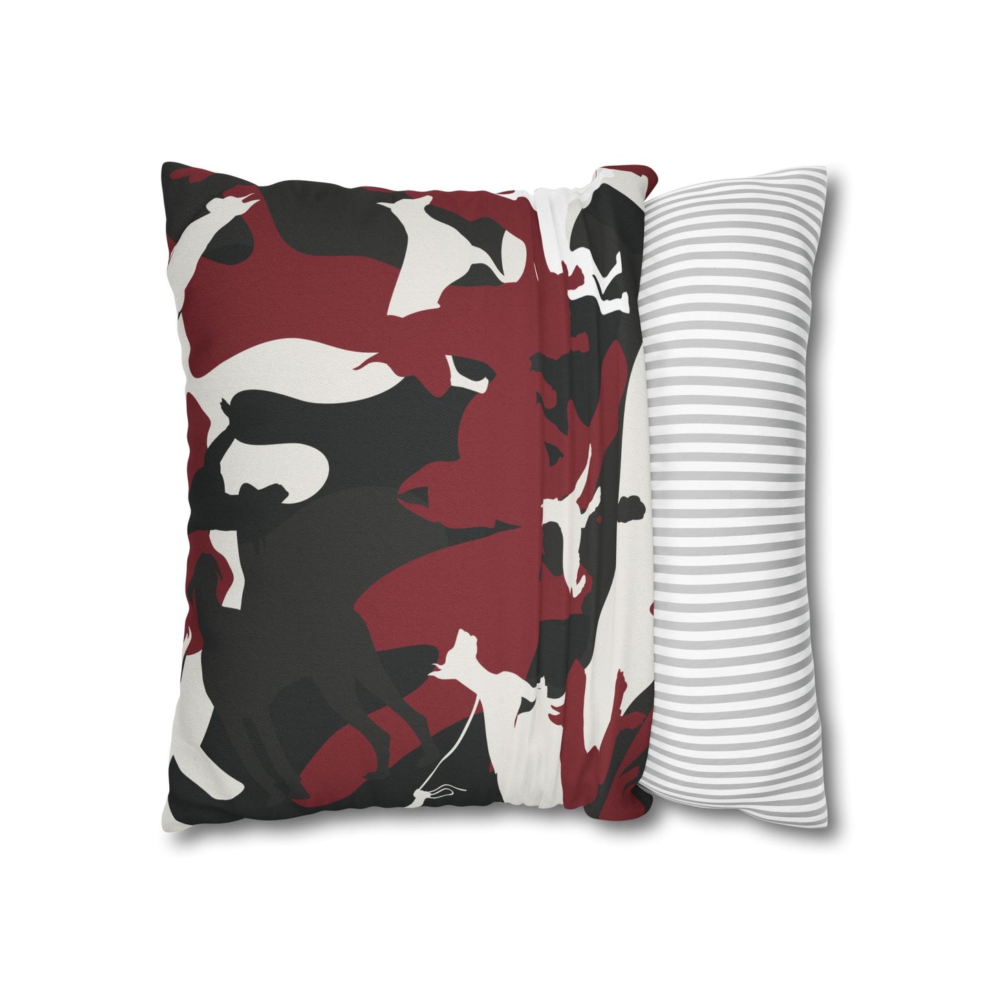 Doberman Red Camo Pattern Spun Polyester Square Pillowcase