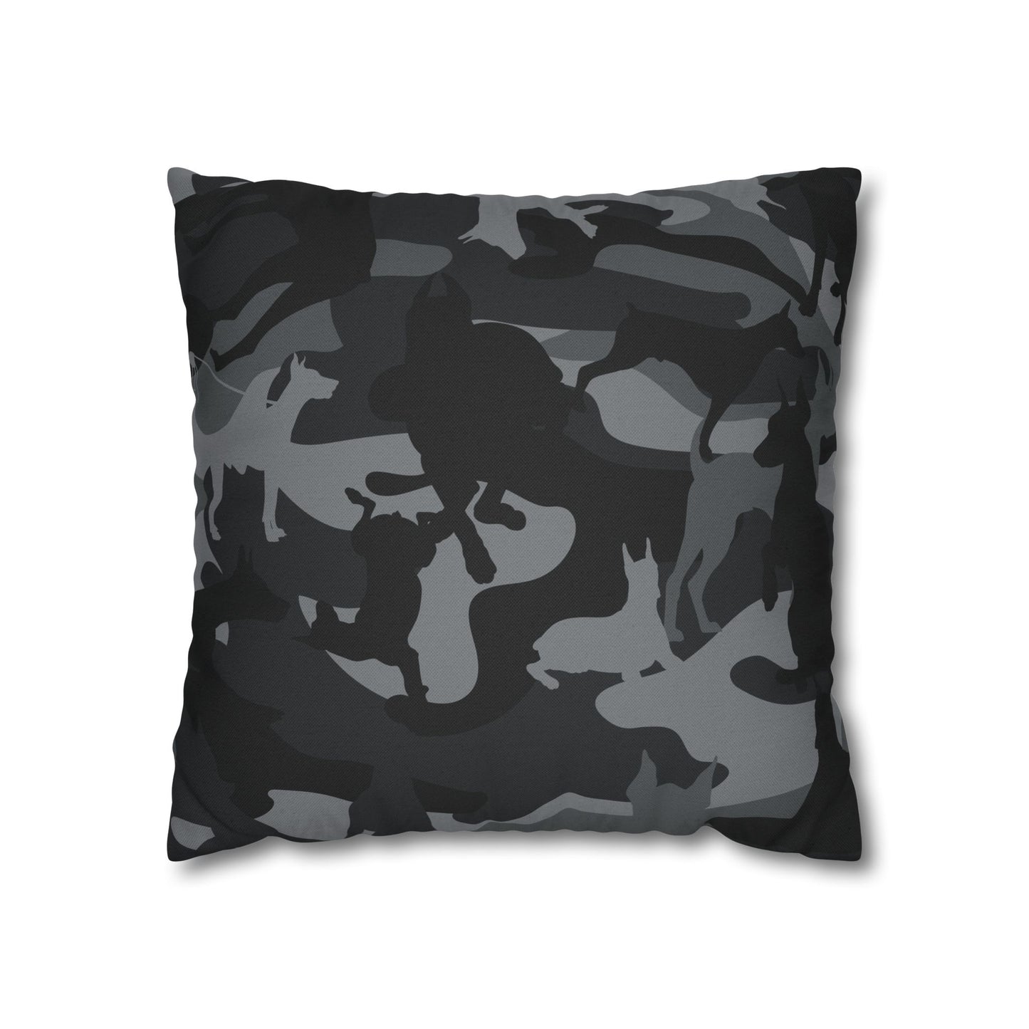 Doberman Gray Camo Pattern Spun Polyester Square Pillowcase