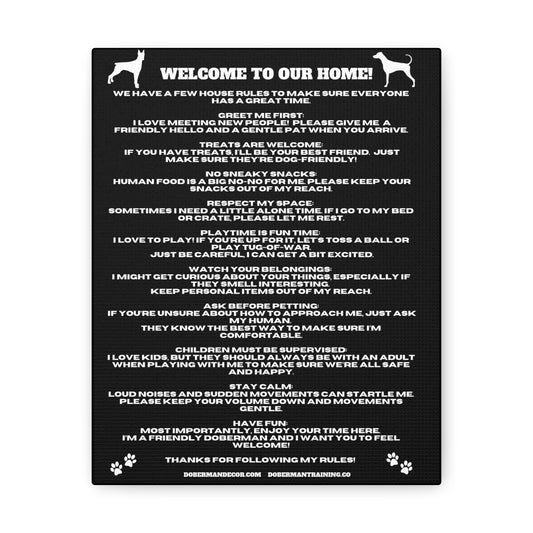 Doberman House Rules Canvas Gallery Wraps