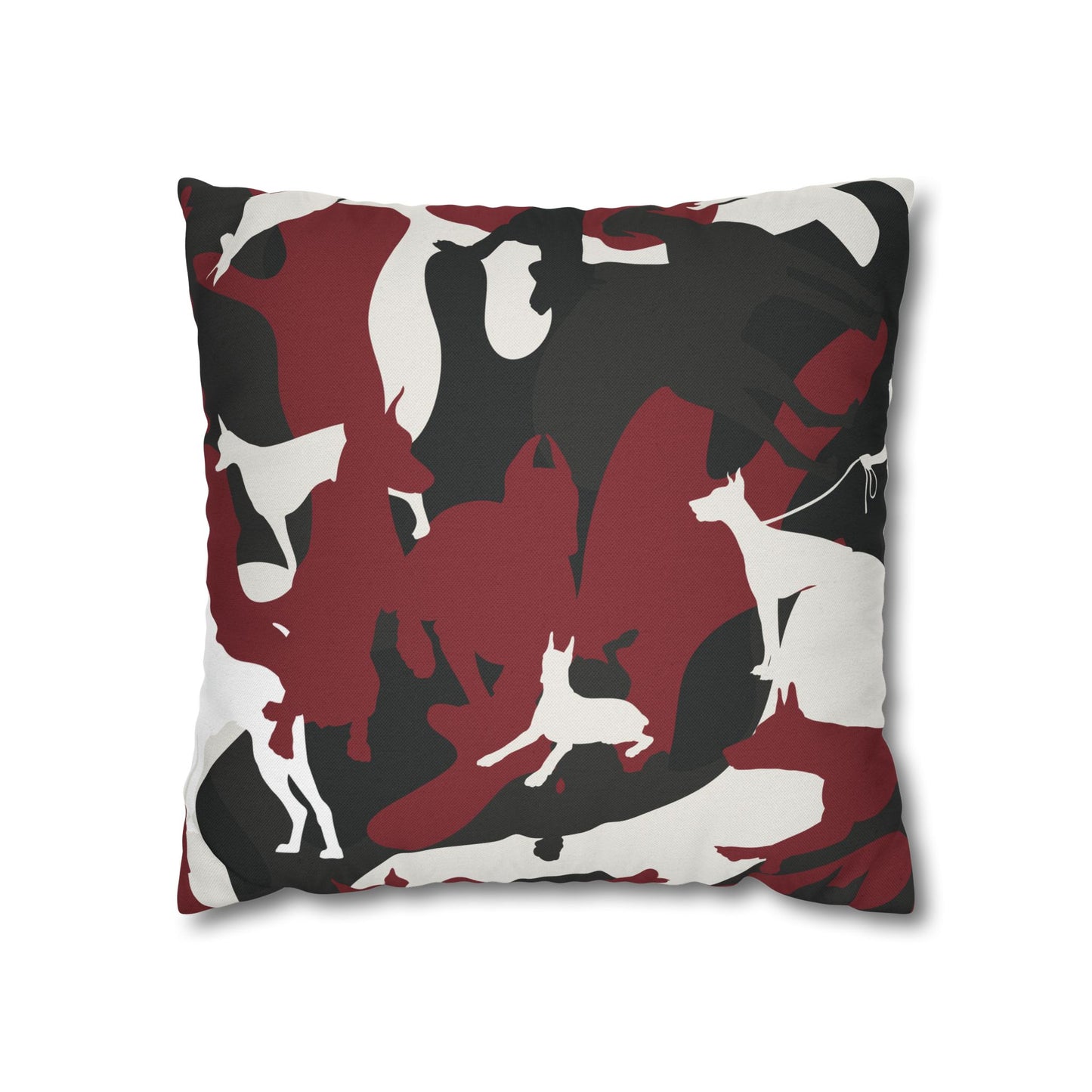 Doberman Red Camo Pattern Spun Polyester Square Pillowcase