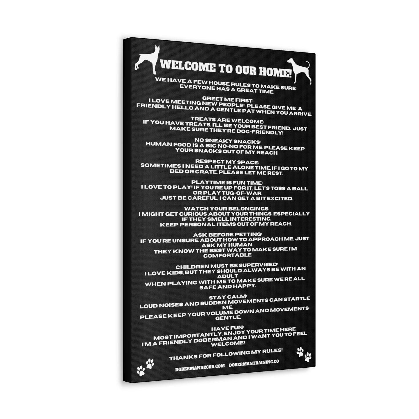 Doberman House Rules Canvas Gallery Wraps