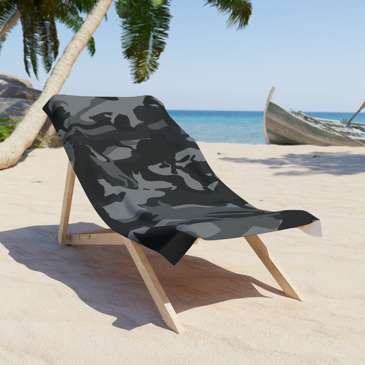 Doberman Gray Camo Beach Towel