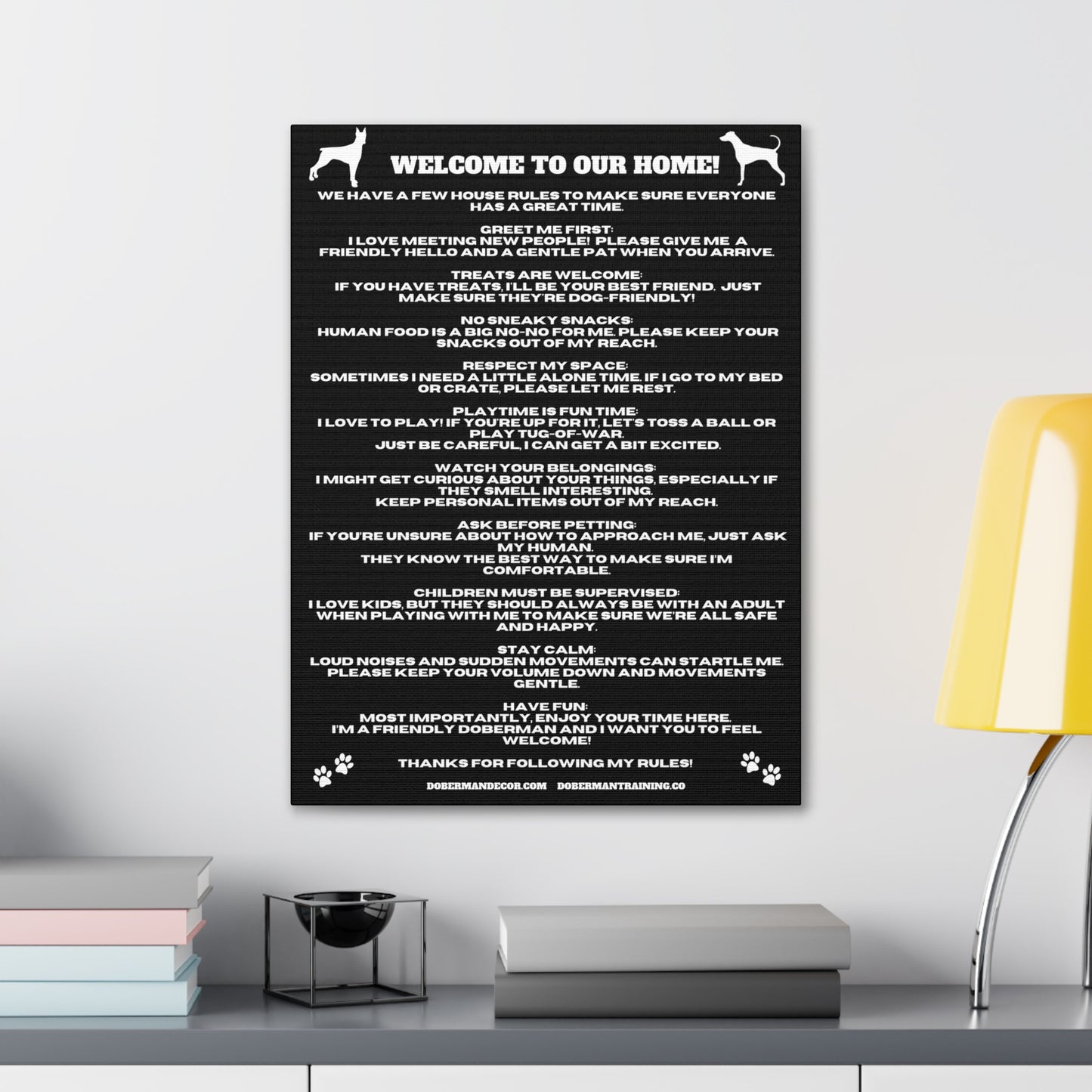 Doberman House Rules Canvas Gallery Wraps