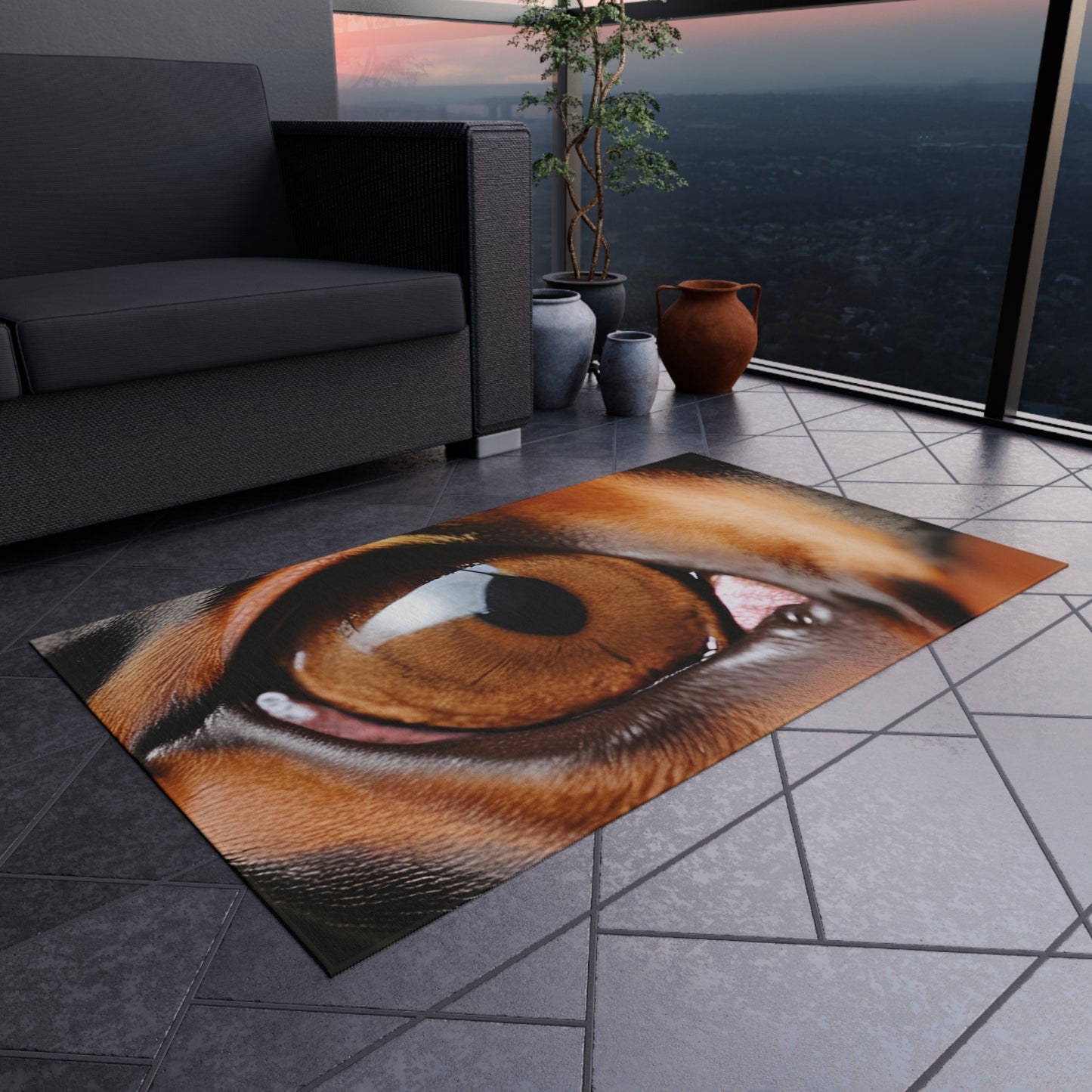 Doberman Theme Outdoor Rug Eye 1  (Customizable)