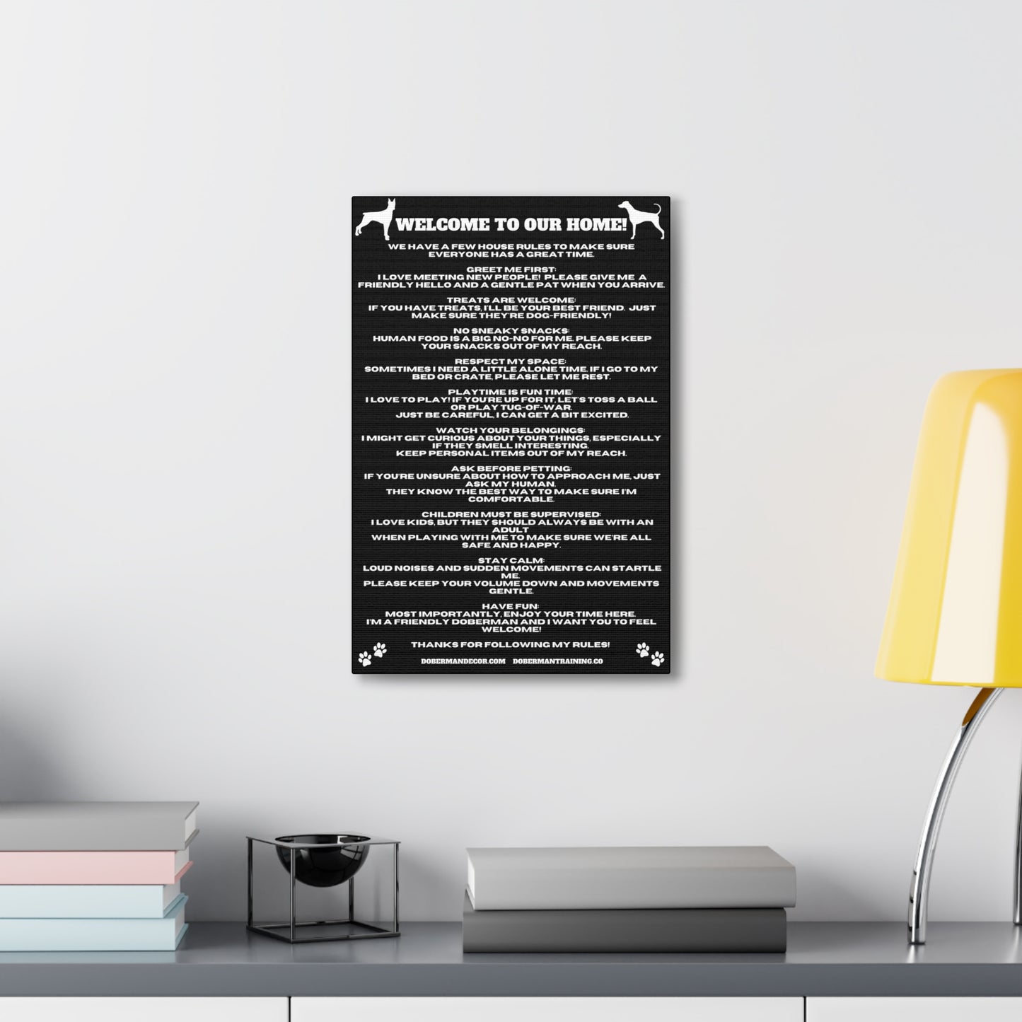 Doberman House Rules Canvas Gallery Wraps