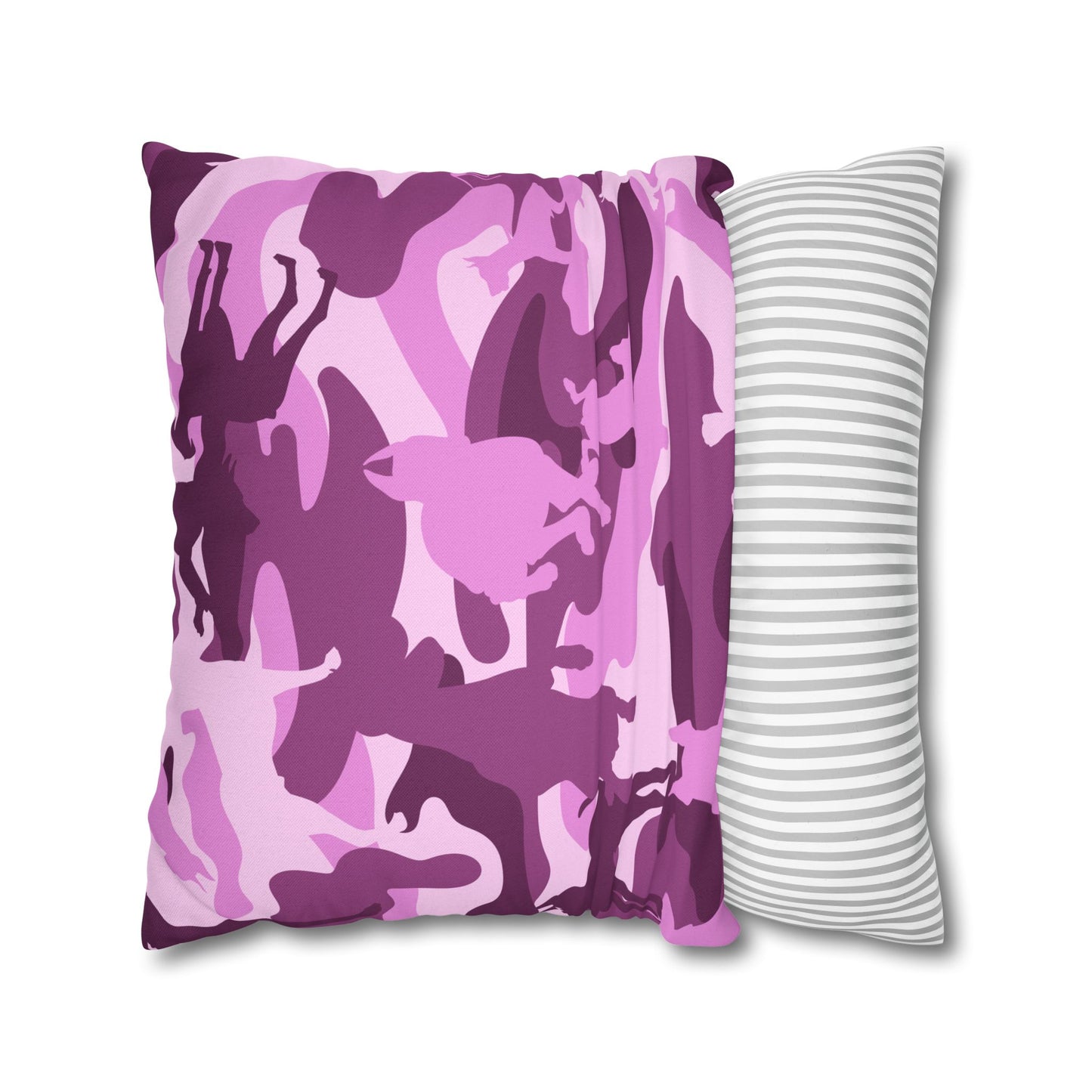 Doberman Pink Camo Spun Polyester Square Pillowcase