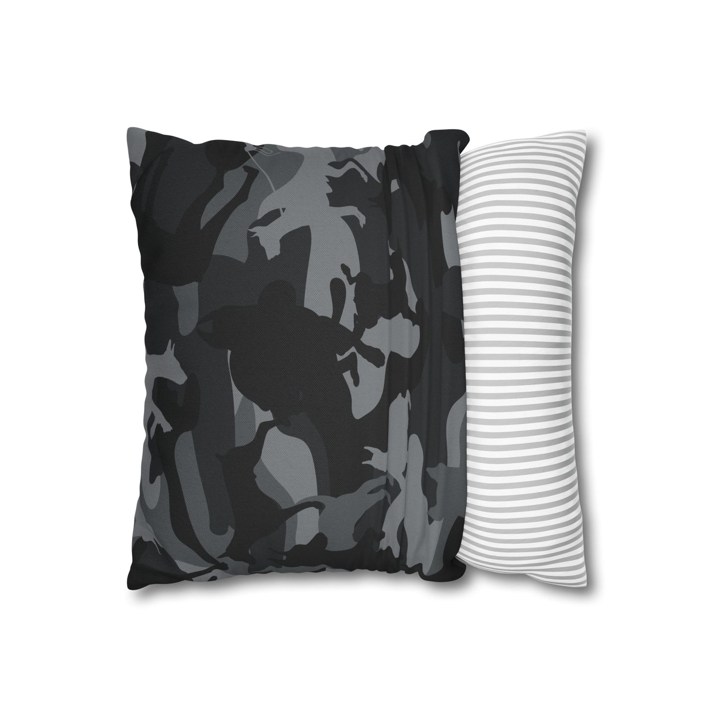 Doberman Gray Camo Pattern Spun Polyester Square Pillowcase