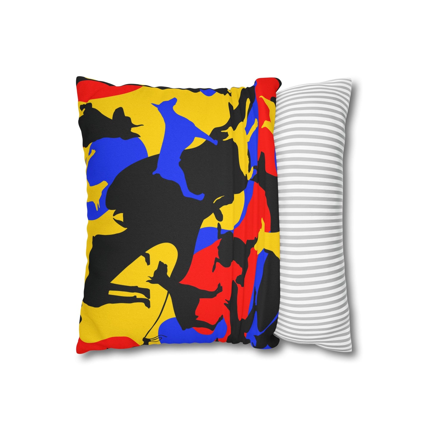 Doberman Yellow Camo Pattern Spun Polyester Square Pillowcase