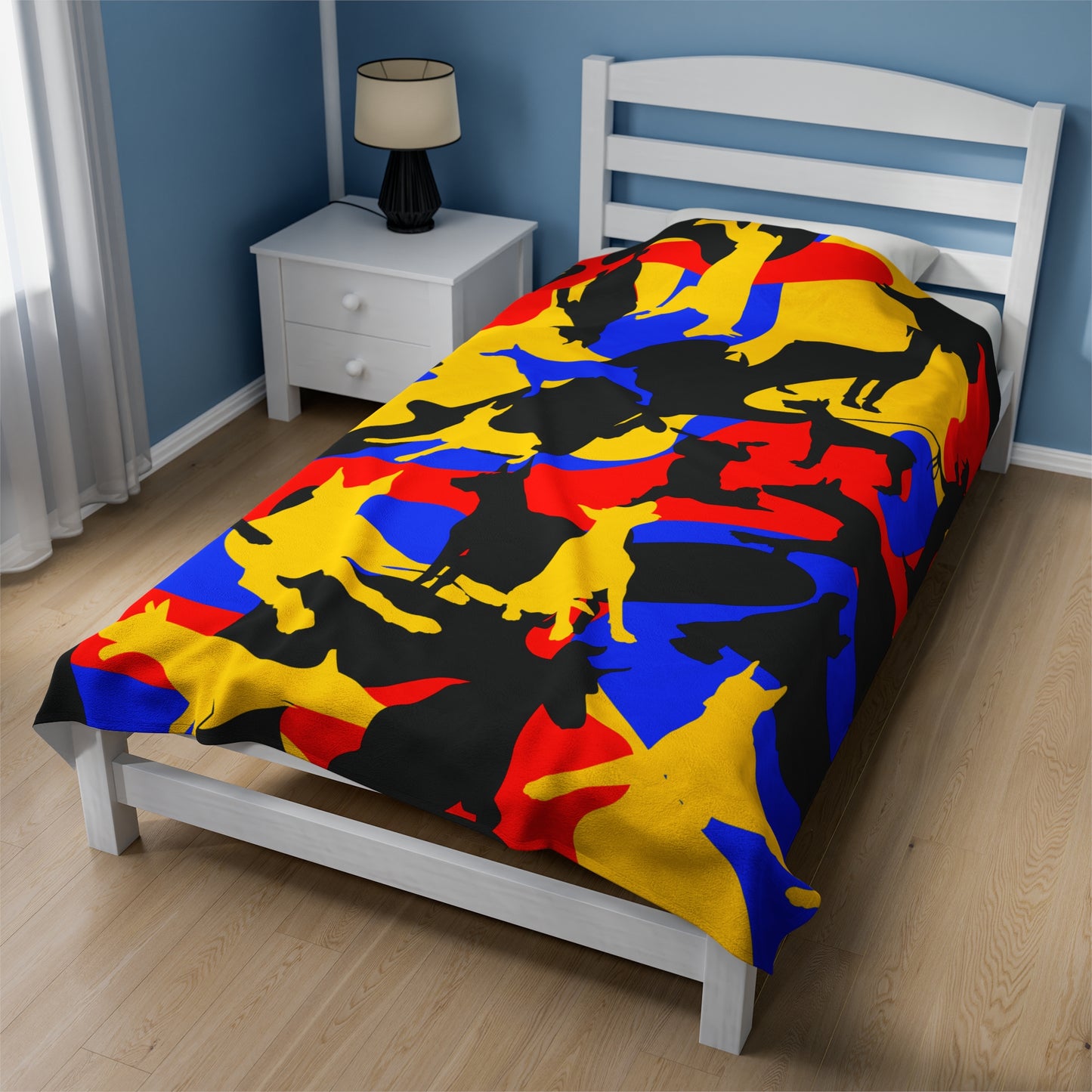 Doberman Yellow Camo Velveteen Plush Blanket