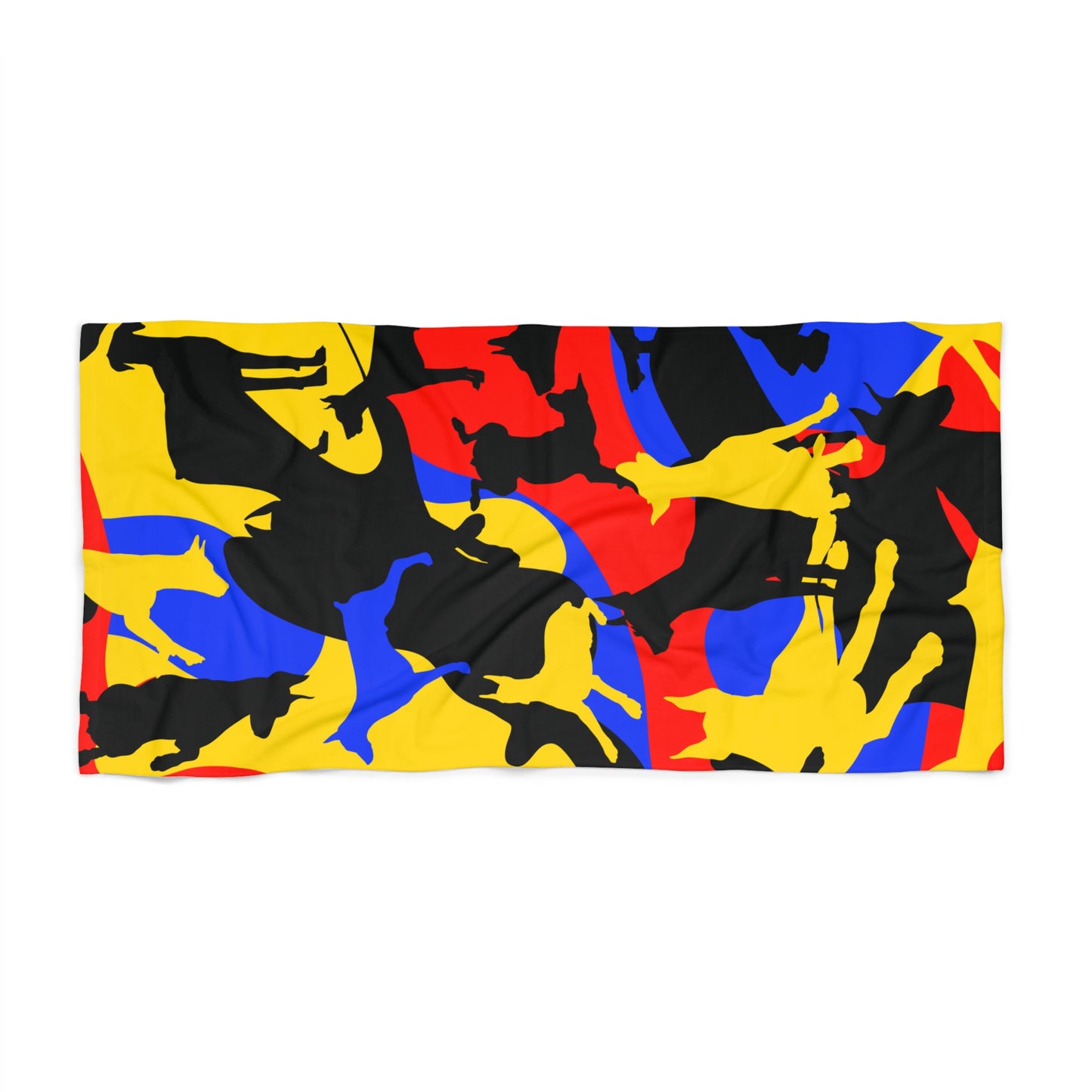 Doberman Yellow Camo Beach Towel