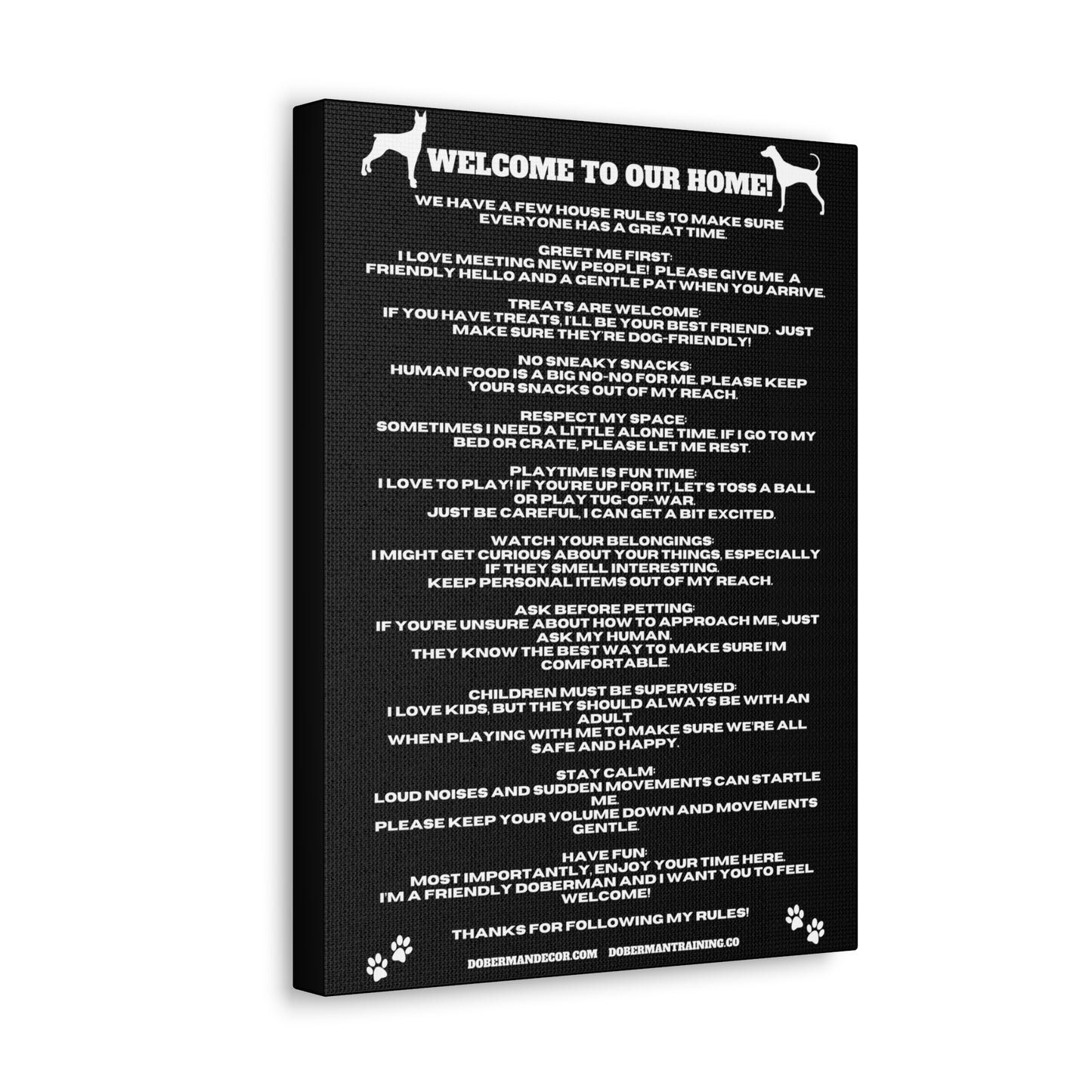 Doberman House Rules Canvas Gallery Wraps