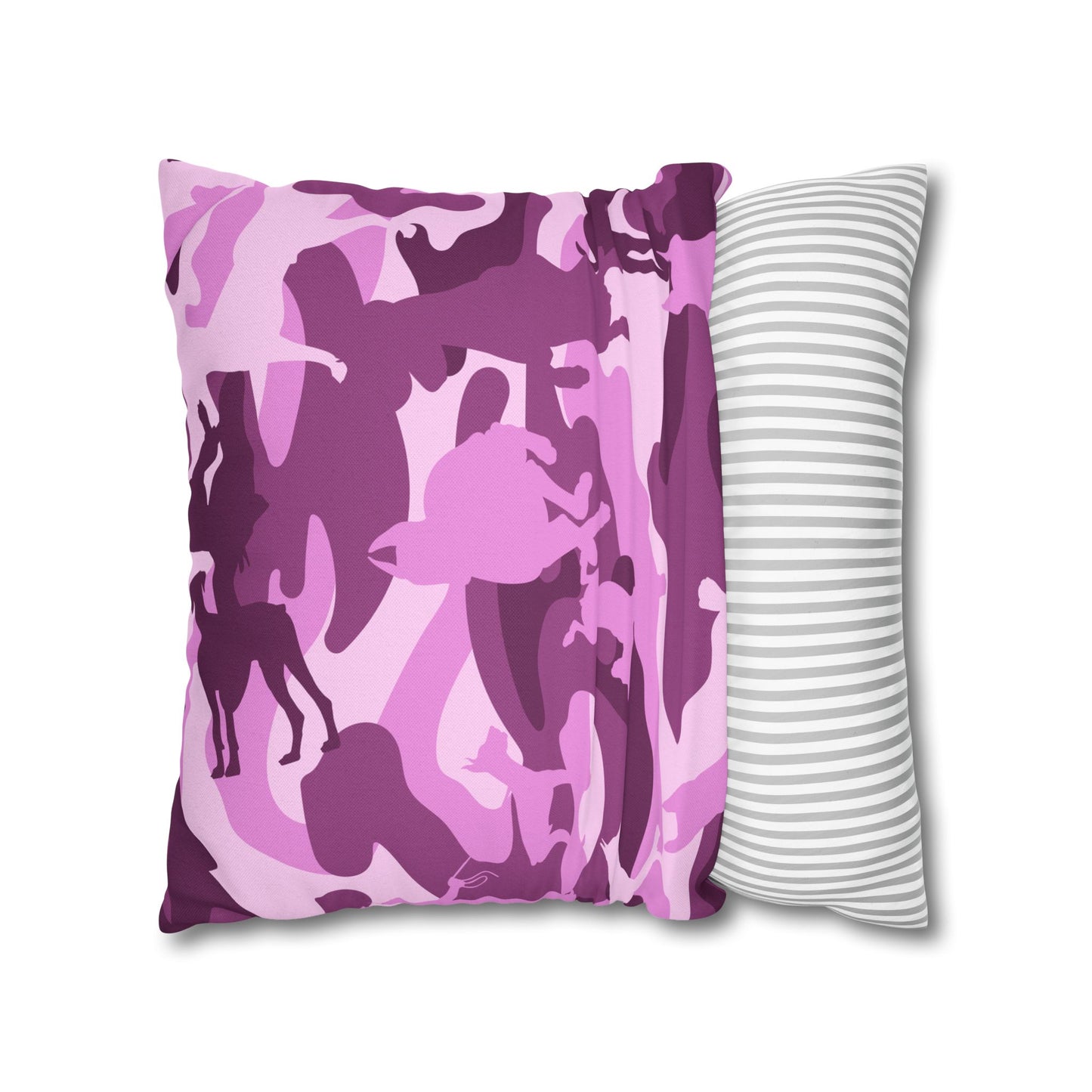 Doberman Pink Camo Spun Polyester Square Pillowcase