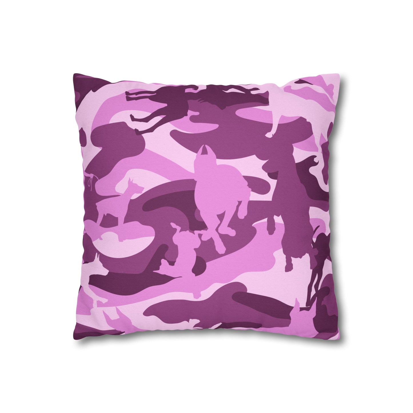 Doberman Pink Camo Spun Polyester Square Pillowcase