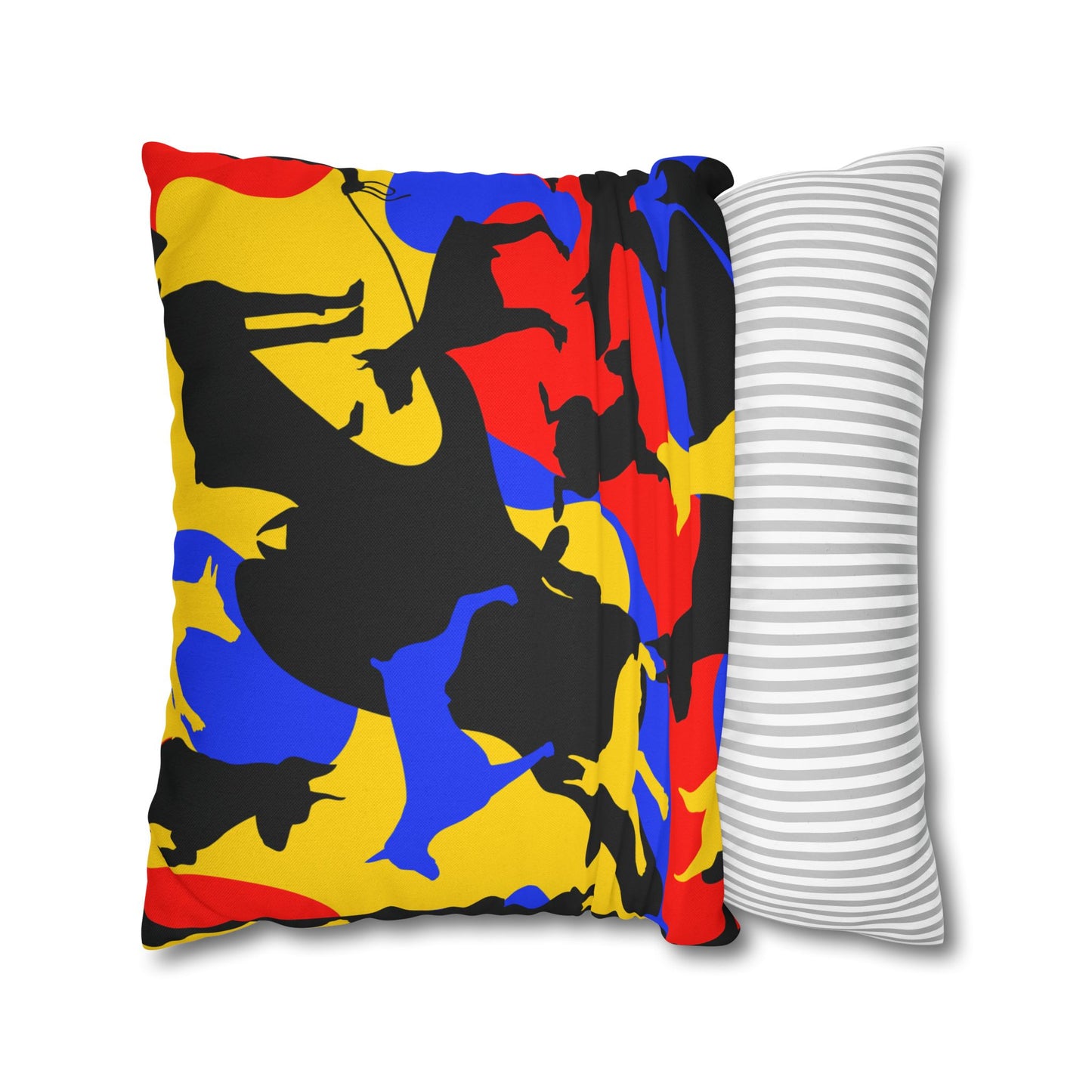 Doberman Yellow Camo Pattern Spun Polyester Square Pillowcase