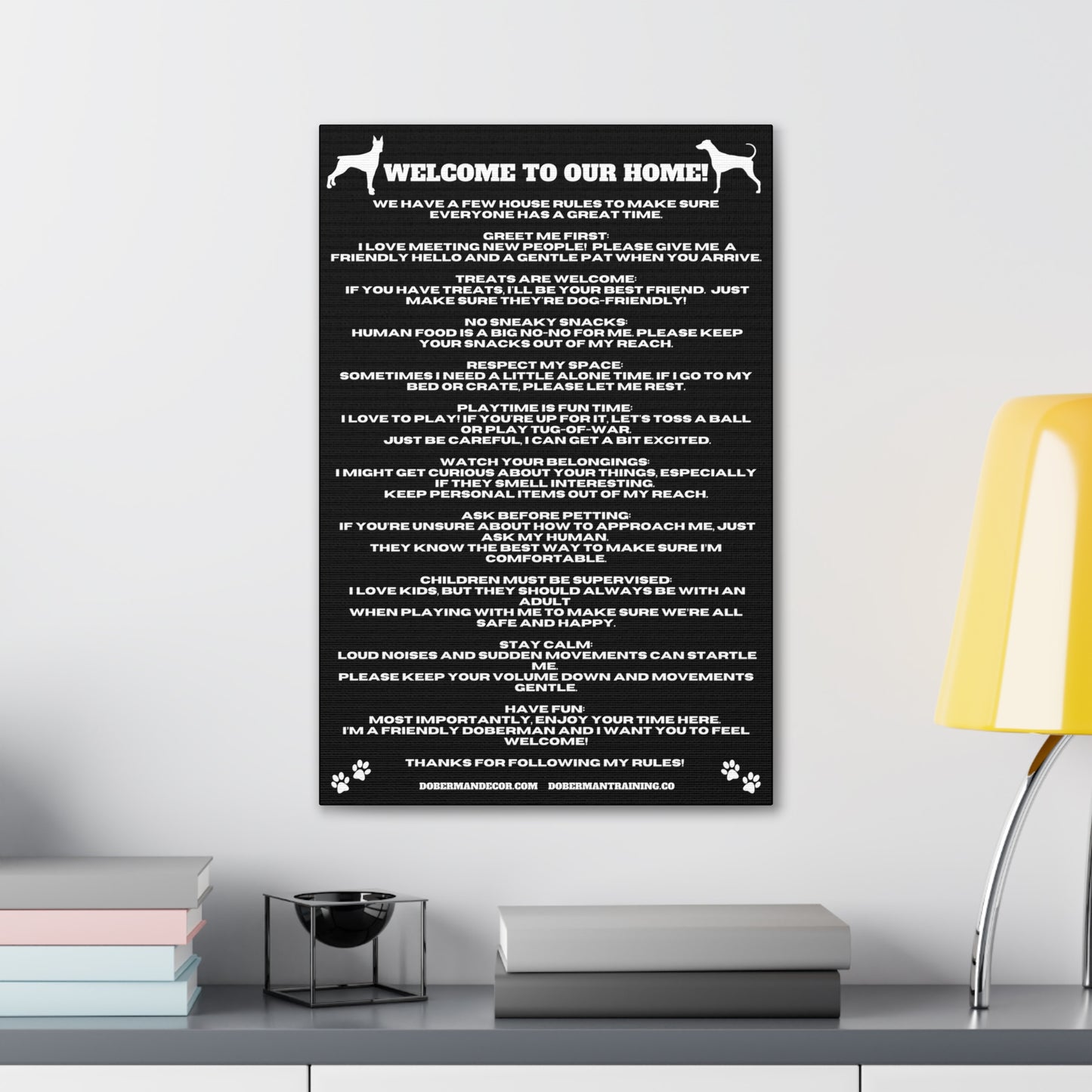 Doberman House Rules Canvas Gallery Wraps