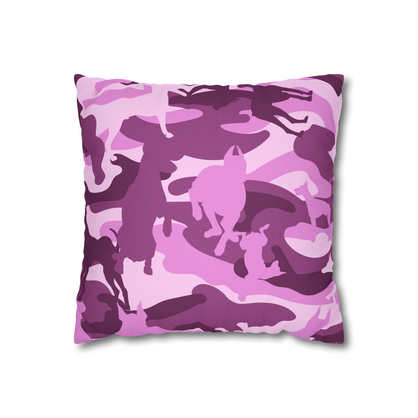 Doberman Pink Camo Spun Polyester Square Pillowcase