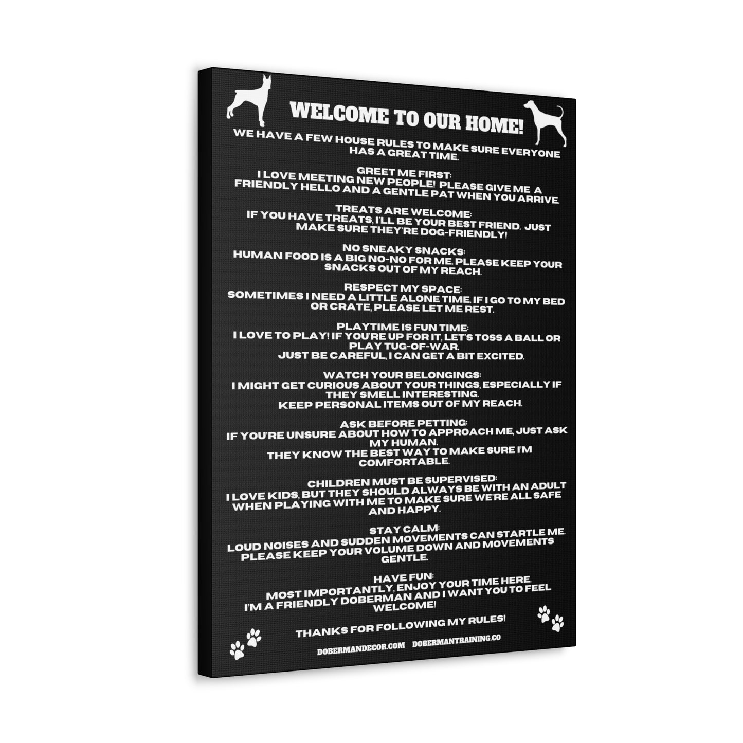 Doberman House Rules Canvas Gallery Wraps