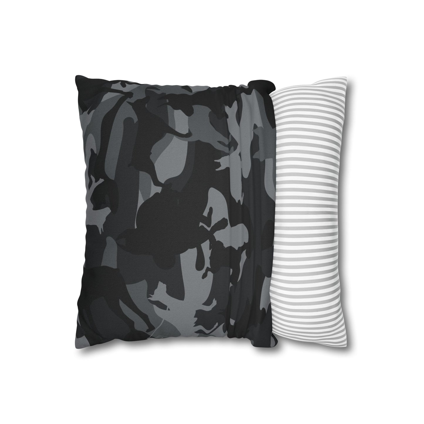 Doberman Gray Camo Pattern Spun Polyester Square Pillowcase