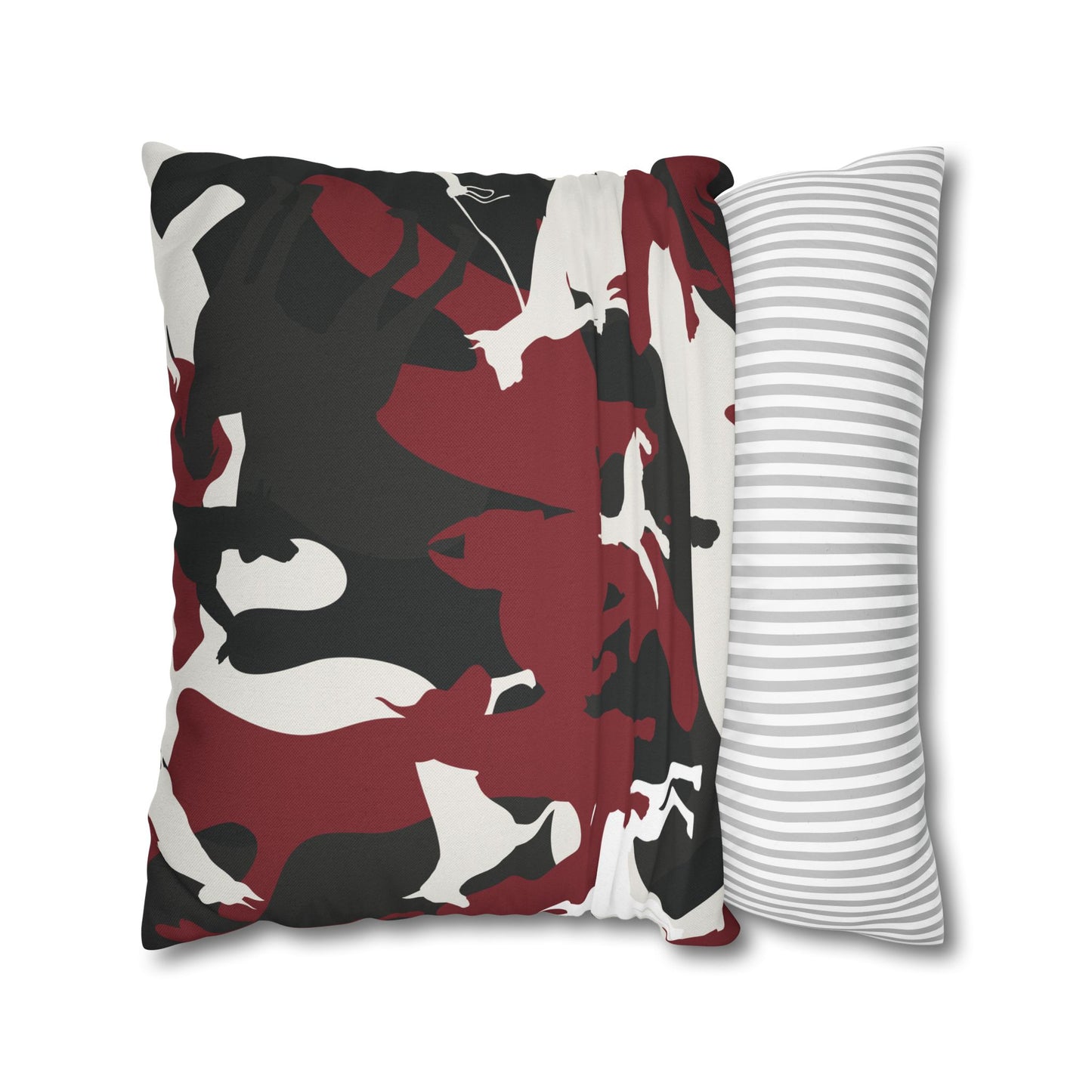 Doberman Red Camo Pattern Spun Polyester Square Pillowcase