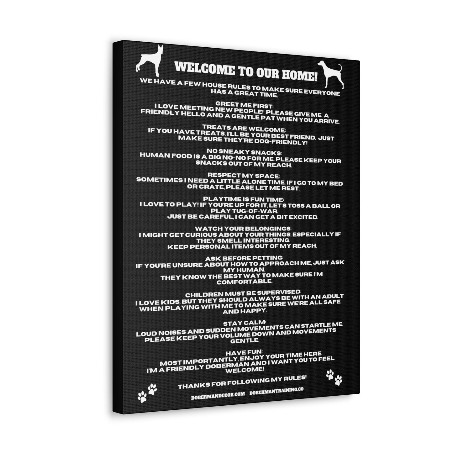 Doberman House Rules Canvas Gallery Wraps