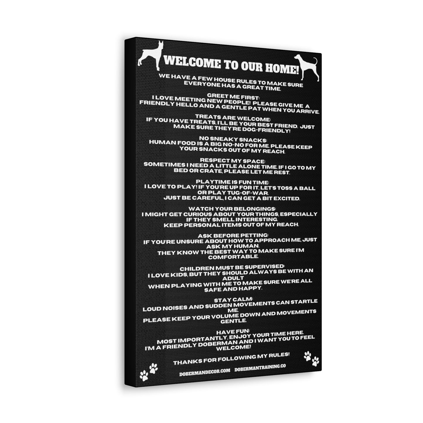 Doberman House Rules Canvas Gallery Wraps