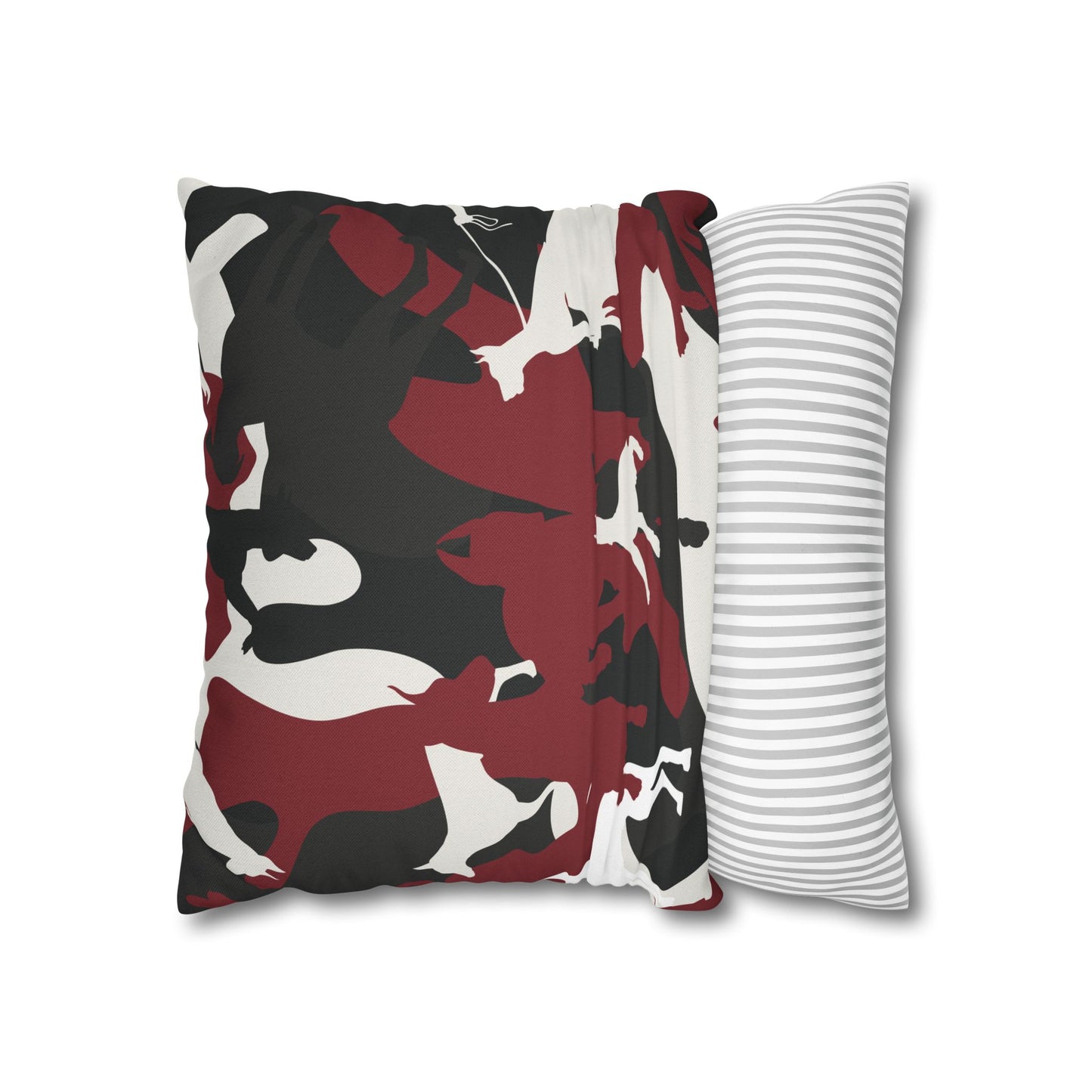 Doberman Red Camo Pattern Spun Polyester Square Pillowcase