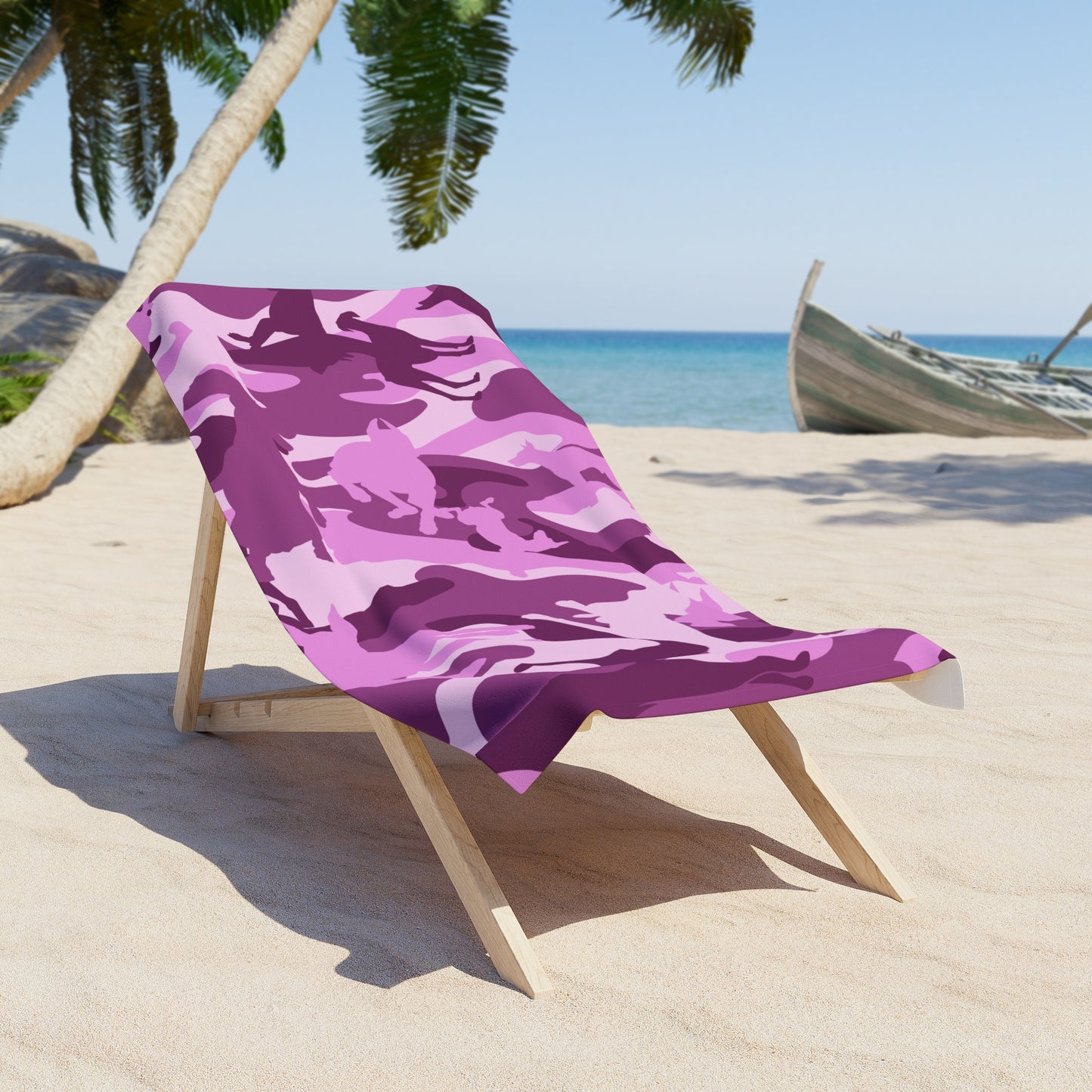 Doberman Pink Camo Beach Towel