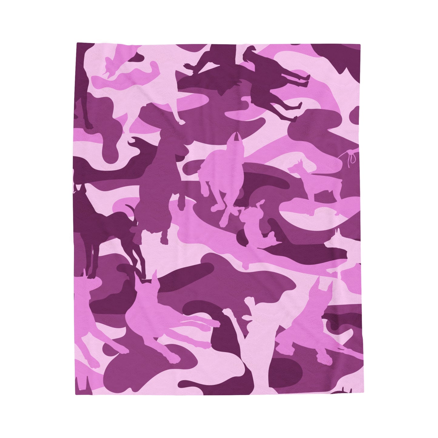 Doberman Pink Camo Velveteen Plush Blanket