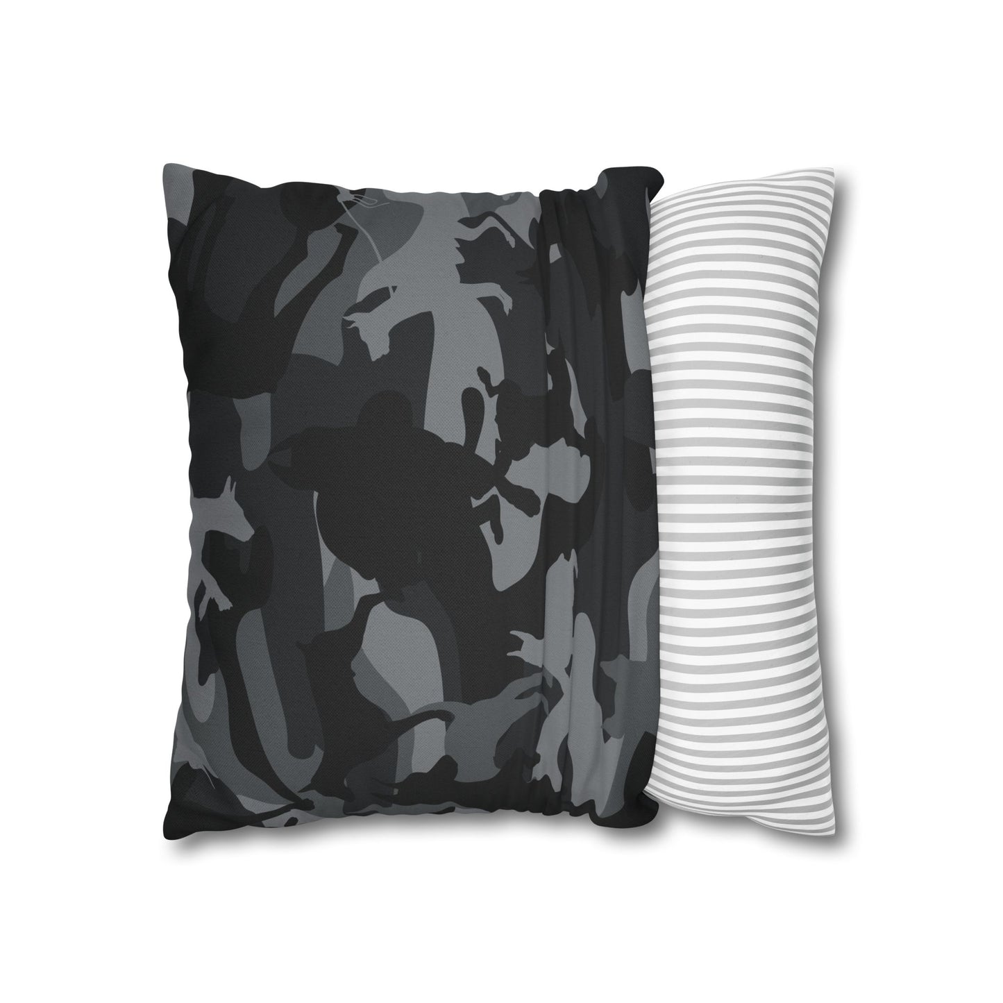 Doberman Gray Camo Pattern Spun Polyester Square Pillowcase