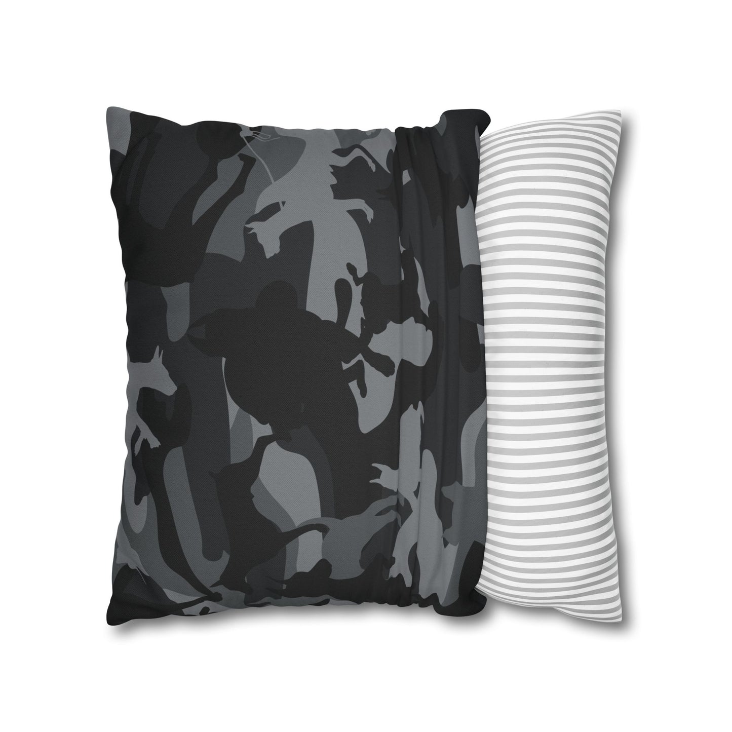 Doberman Gray Camo Pattern Spun Polyester Square Pillowcase