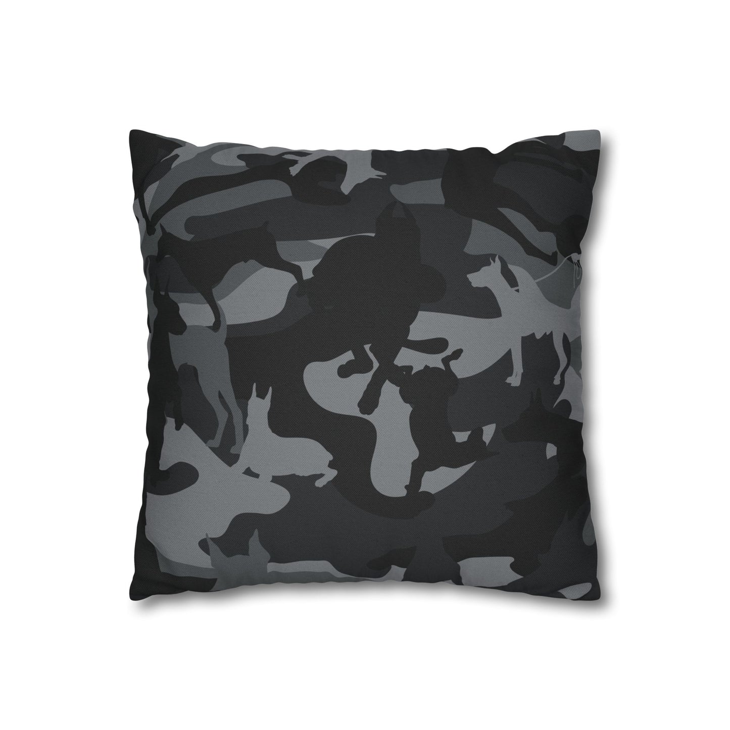 Doberman Gray Camo Pattern Spun Polyester Square Pillowcase