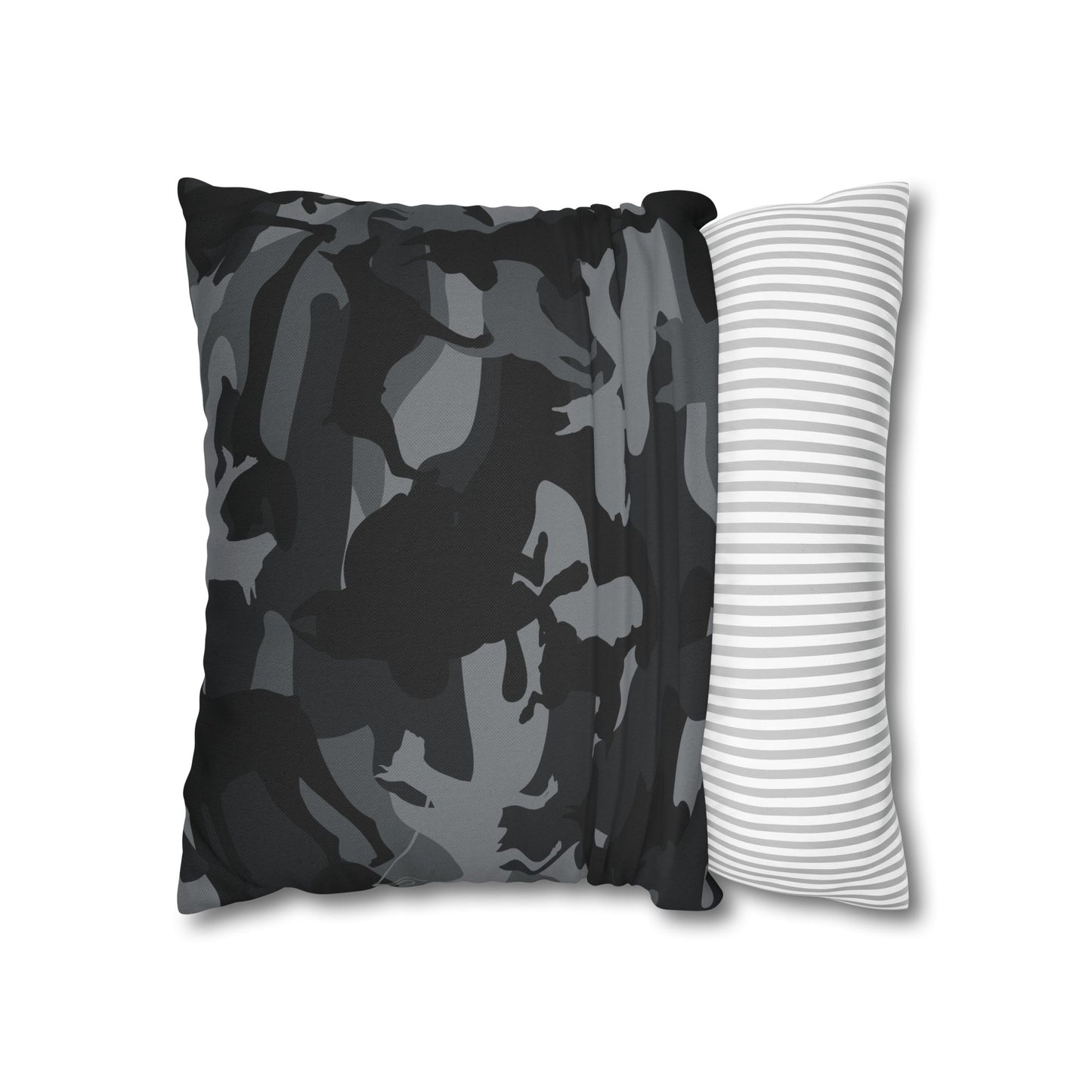 Doberman Gray Camo Pattern Spun Polyester Square Pillowcase