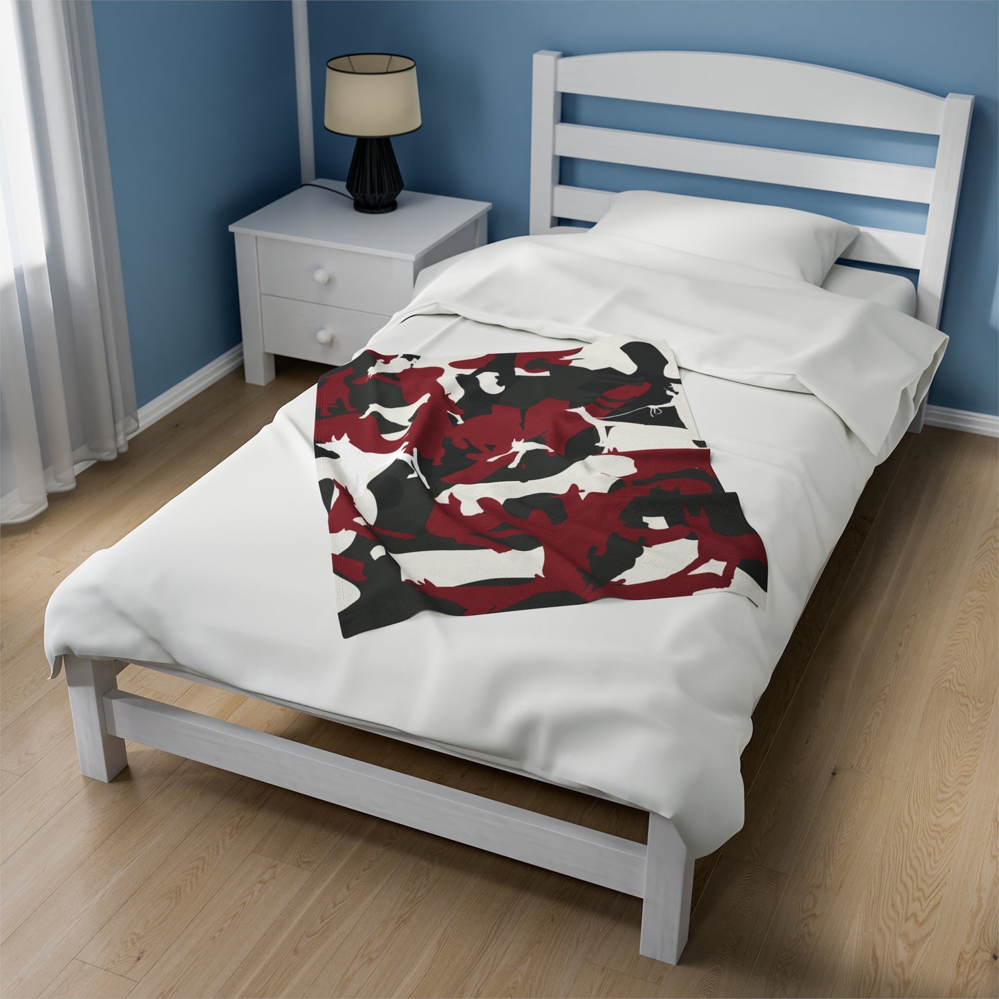 Doberman Red Camo Velveteen Plush Blanket