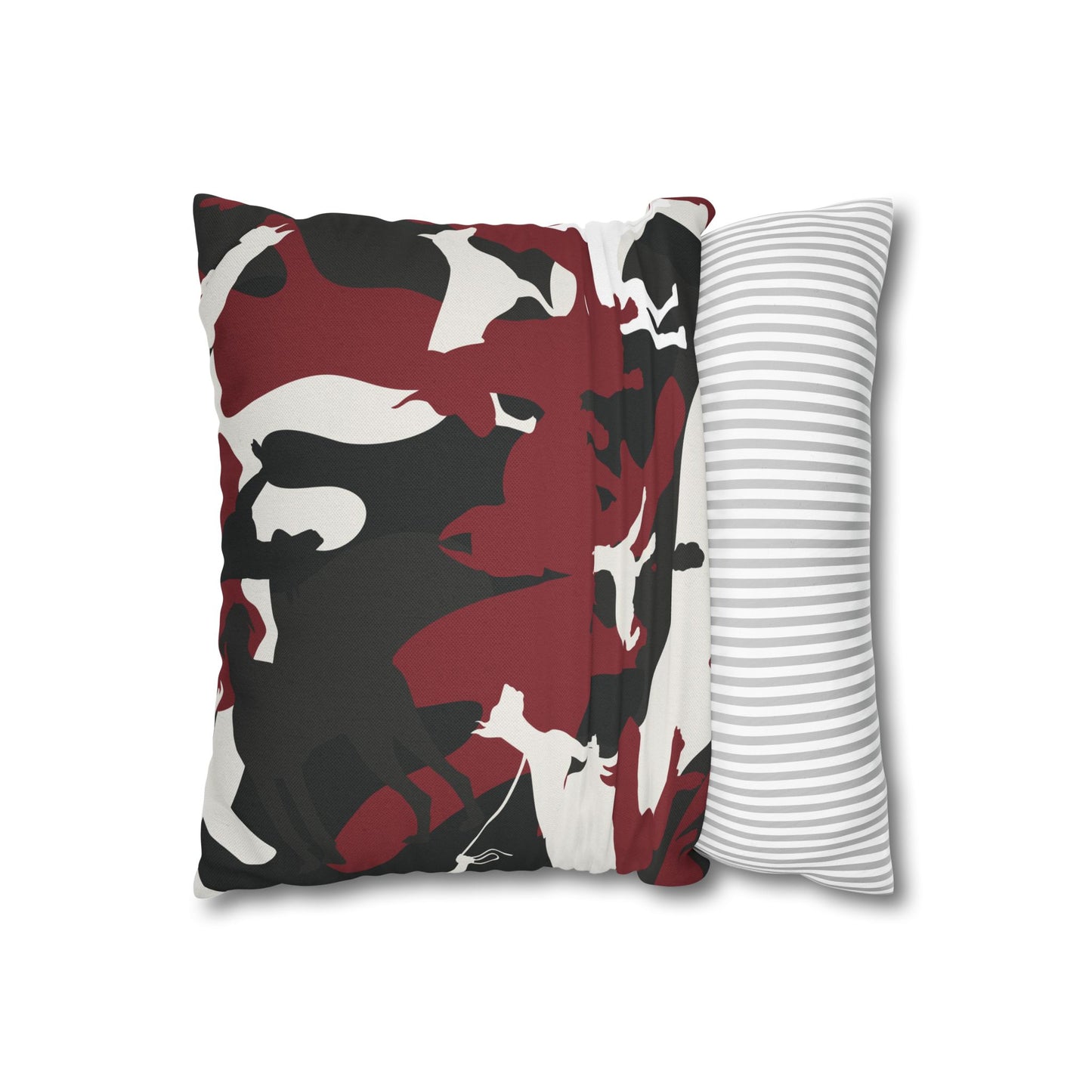 Doberman Red Camo Pattern Spun Polyester Square Pillowcase