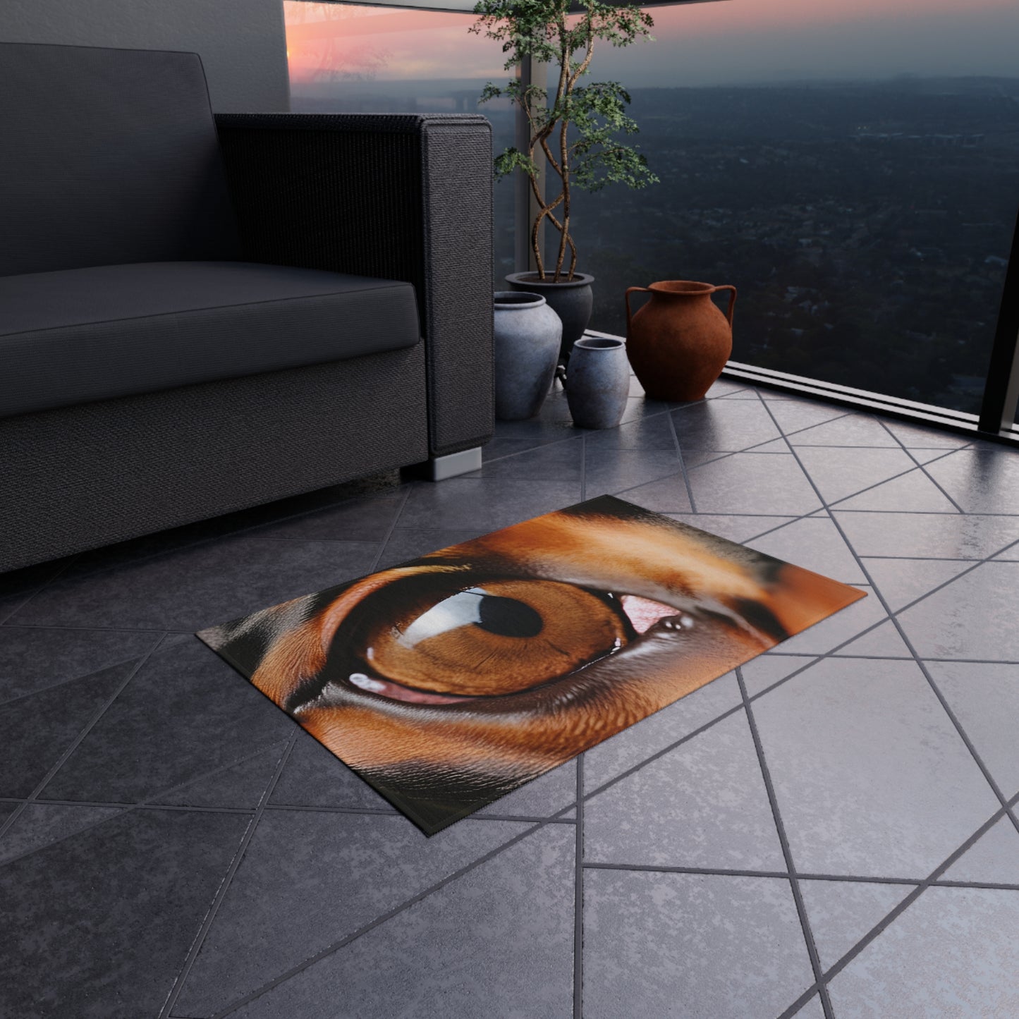 Doberman Theme Outdoor Rug Eye 1  (Customizable)