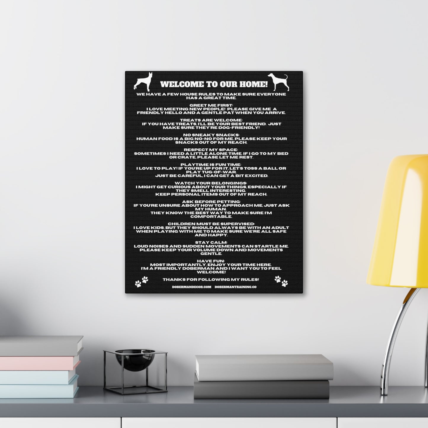 Doberman House Rules Canvas Gallery Wraps