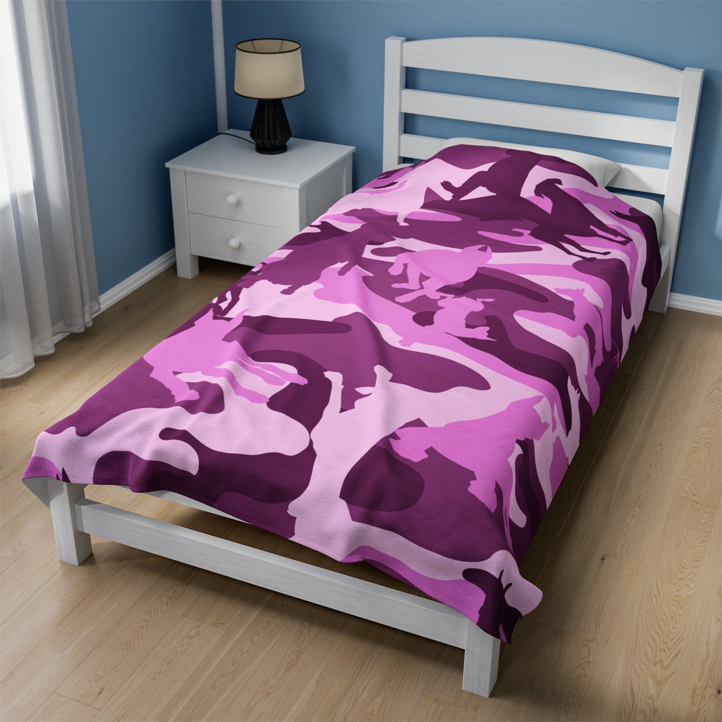 Doberman Pink Camo Velveteen Plush Blanket