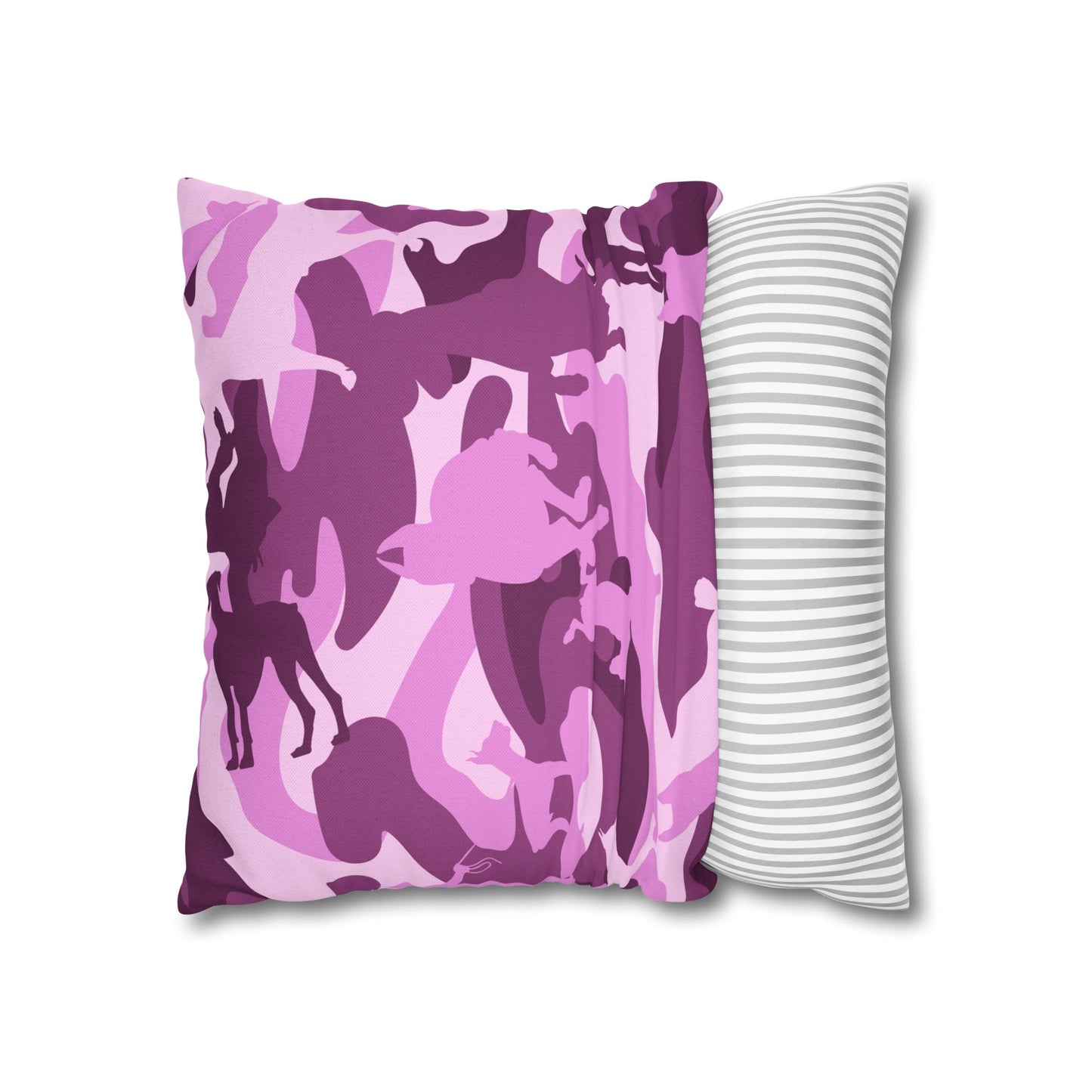 Doberman Pink Camo Spun Polyester Square Pillowcase