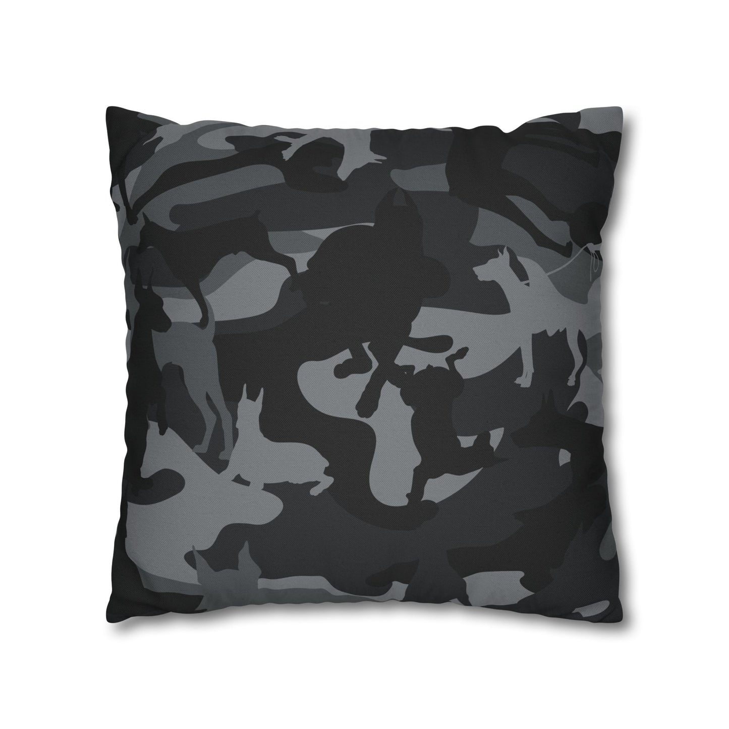 Doberman Gray Camo Pattern Spun Polyester Square Pillowcase