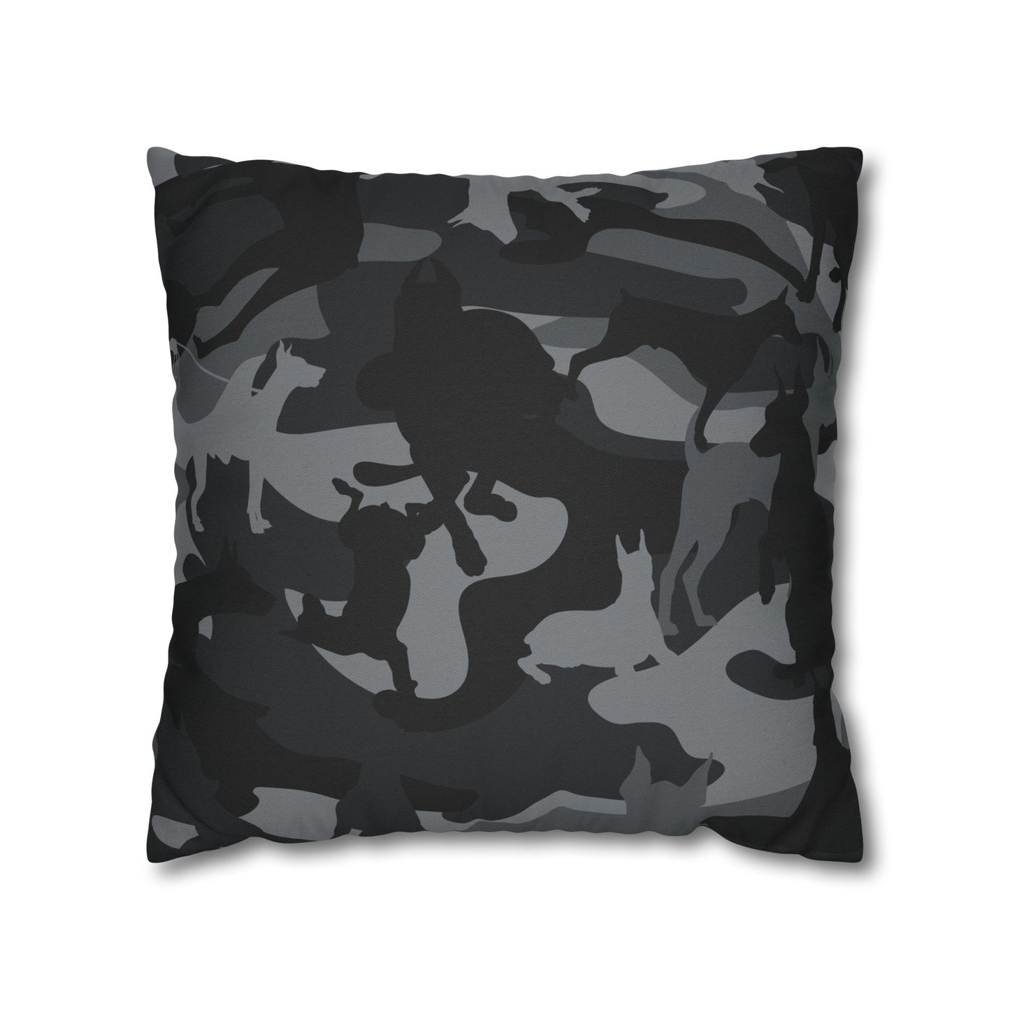 Doberman Gray Camo Pattern Spun Polyester Square Pillowcase