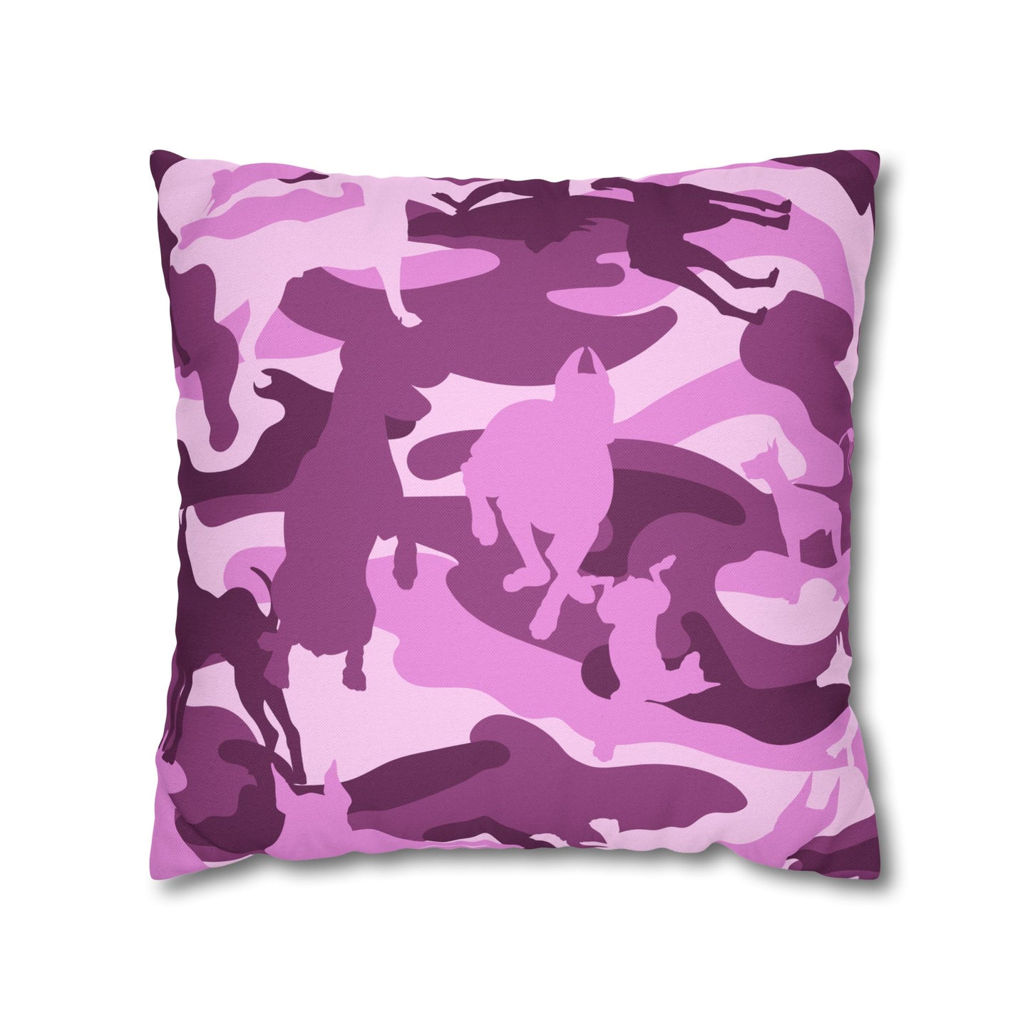 Doberman Pink Camo Spun Polyester Square Pillowcase