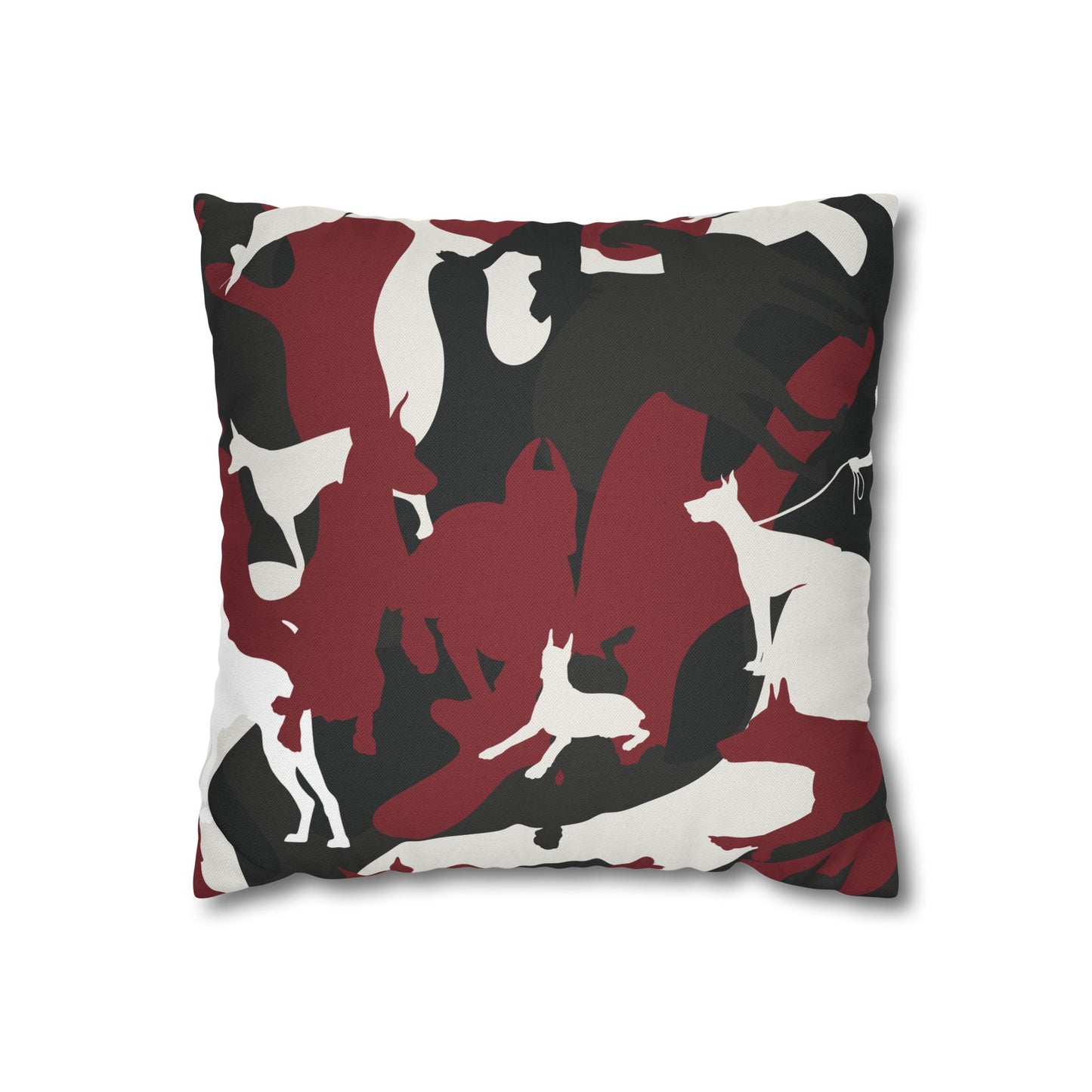 Doberman Red Camo Pattern Spun Polyester Square Pillowcase