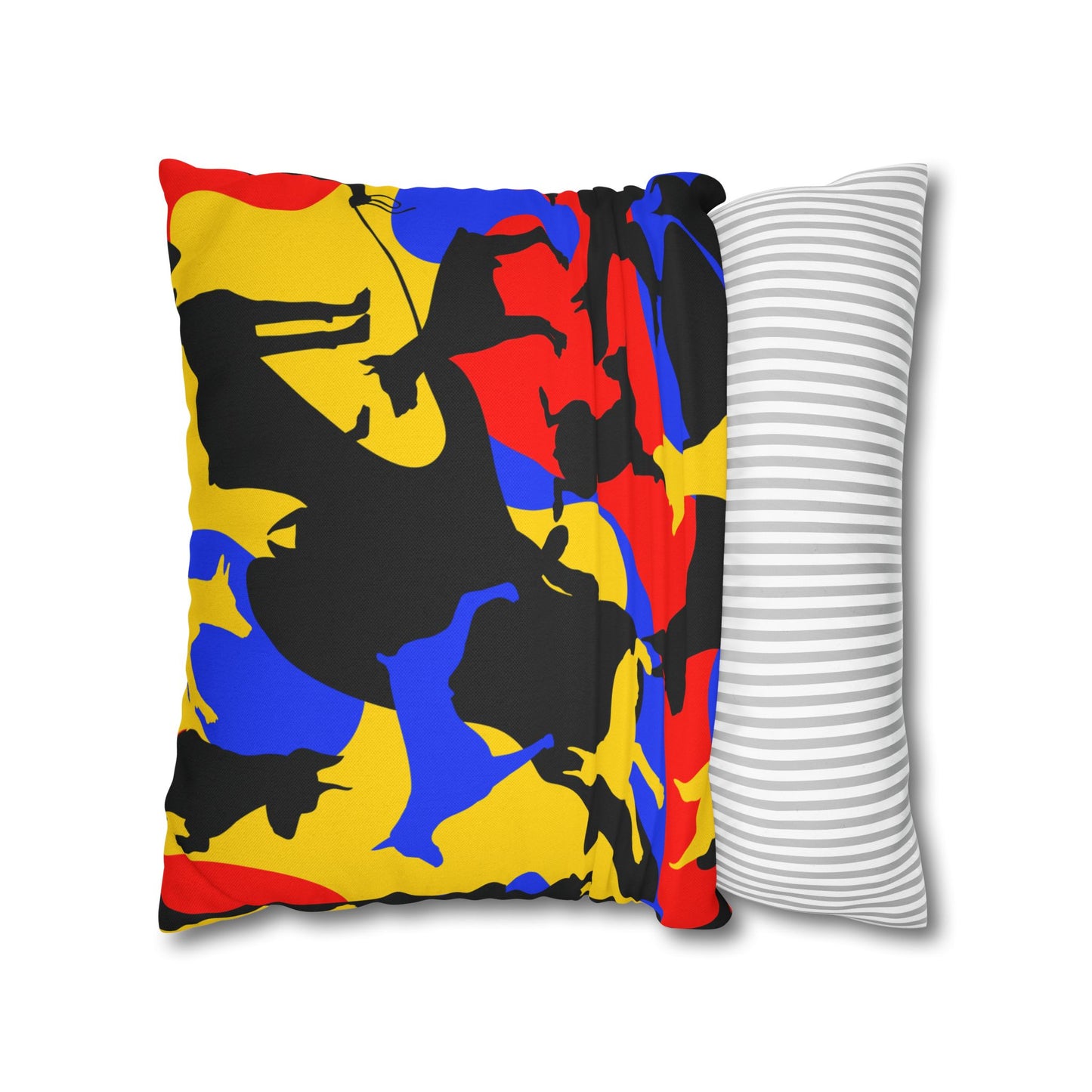 Doberman Yellow Camo Pattern Spun Polyester Square Pillowcase