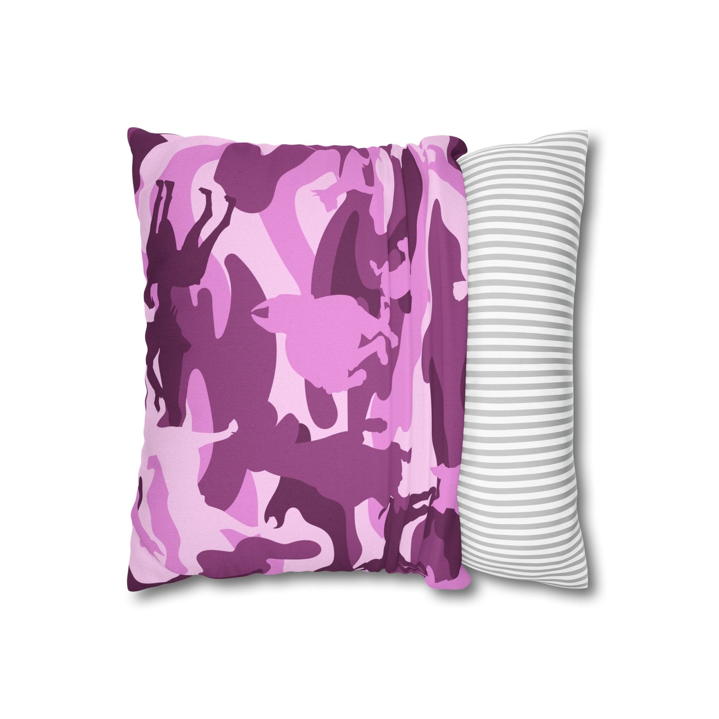 Doberman Pink Camo Spun Polyester Square Pillowcase