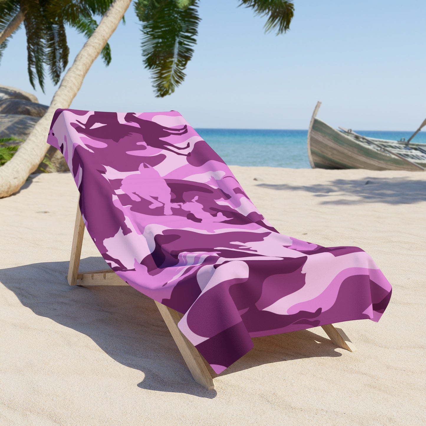 Doberman Pink Camo Beach Towel