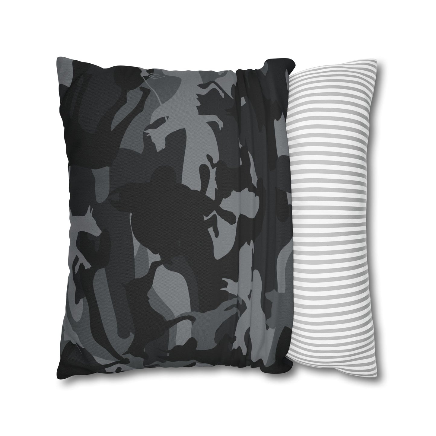 Doberman Gray Camo Pattern Spun Polyester Square Pillowcase